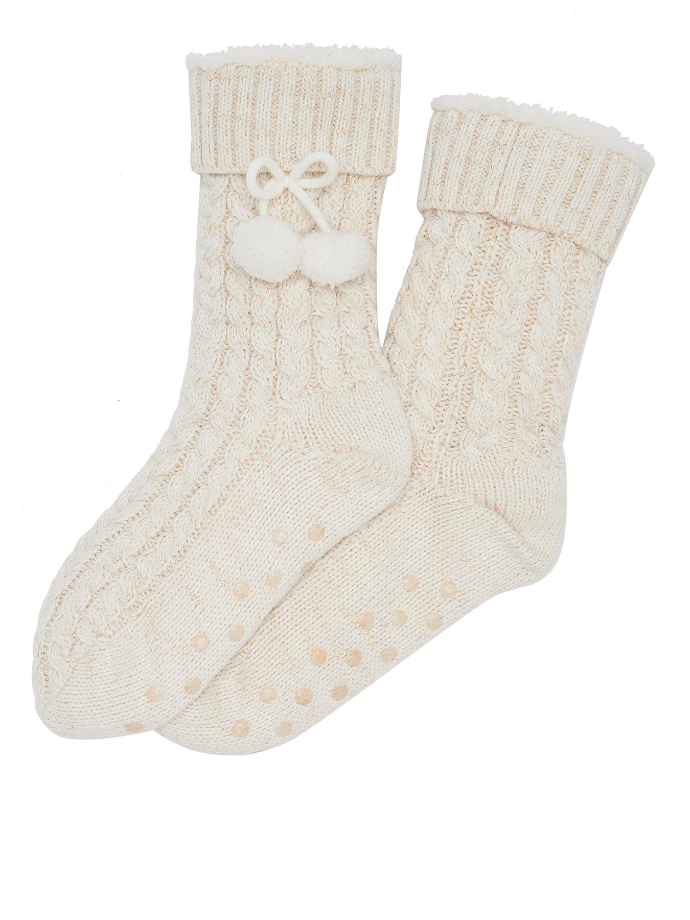 Pour Moi Cosy Cable Knit Lined Slipper Sock