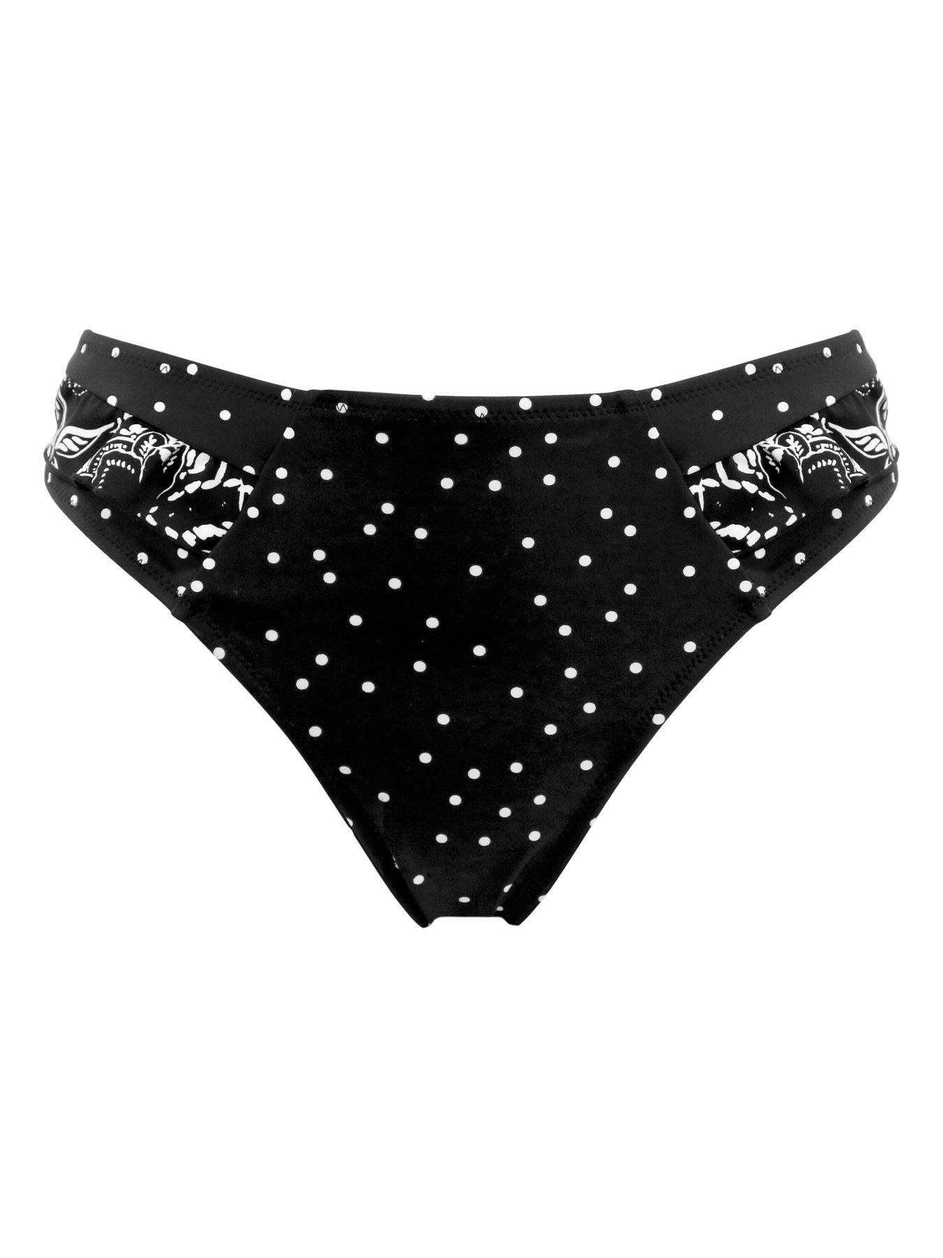 Image 3 of 4 of Pour Moi Getaway Frill Bikini Brief - Black/White