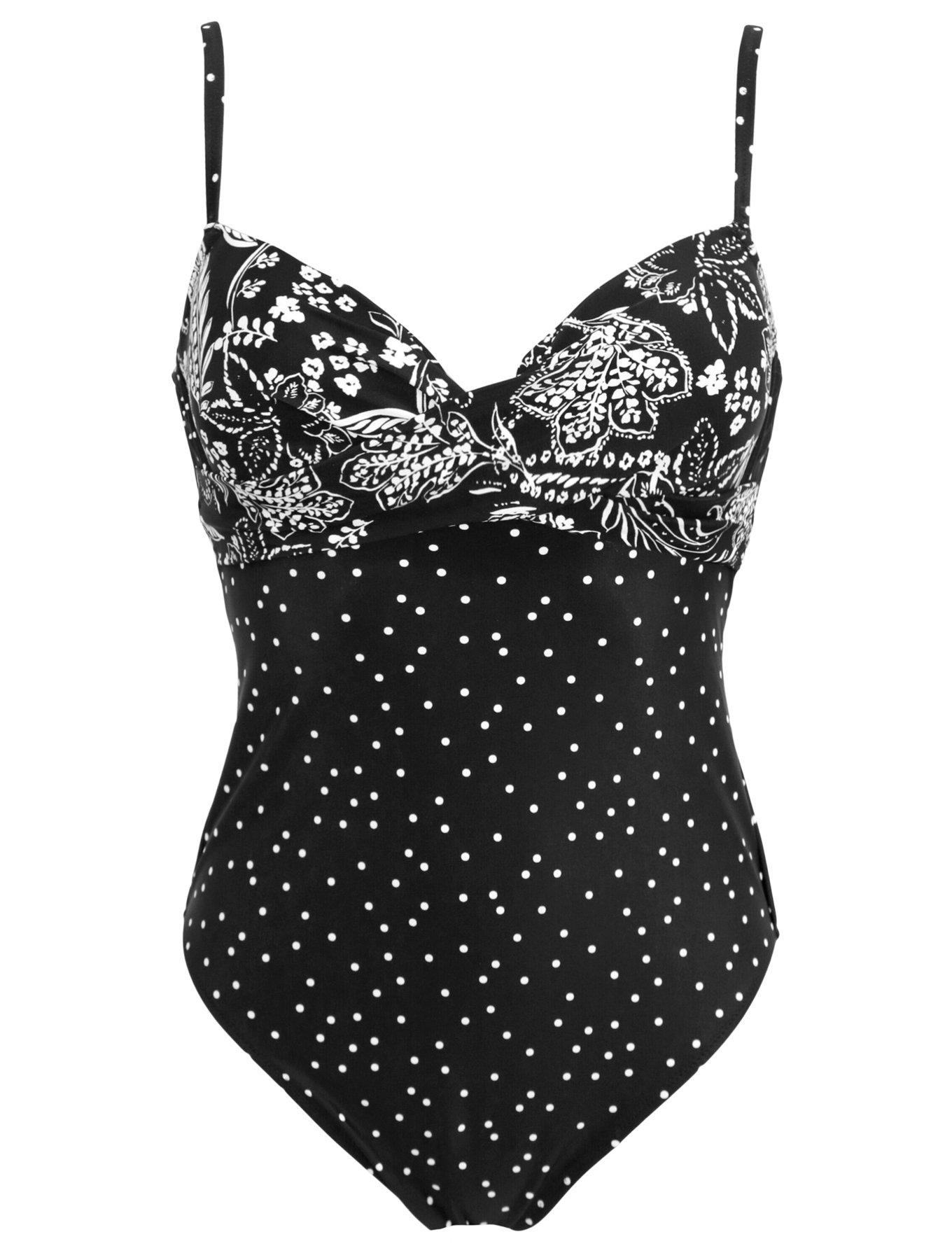 Image 3 of 4 of Pour Moi Getaway Lightly Padded Underwired Swimsuit - Black/White