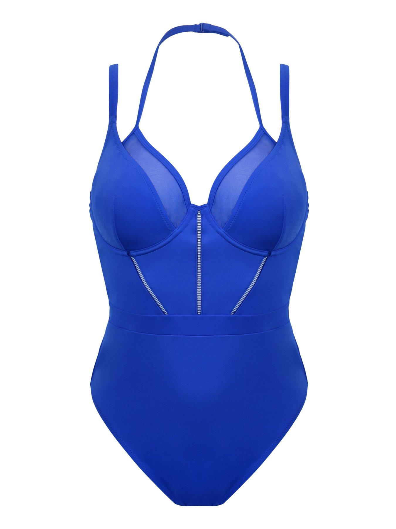 Image 3 of 4 of Pour Moi Sydney Double Strap Underwired Swimsuit - Blue