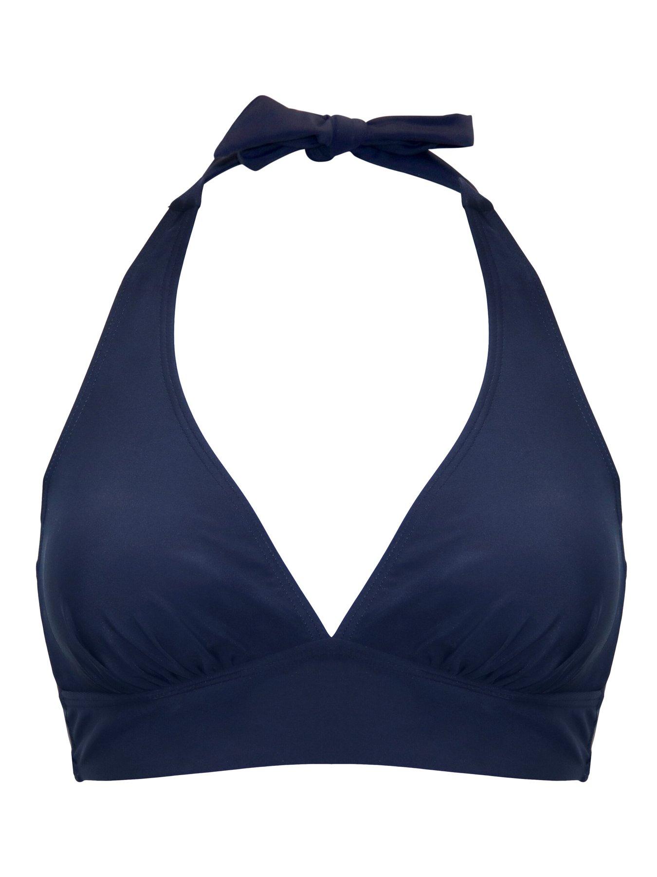 Image 3 of 4 of Pour Moi Space Non-Wired Halter Bikini Top - Dark Blue