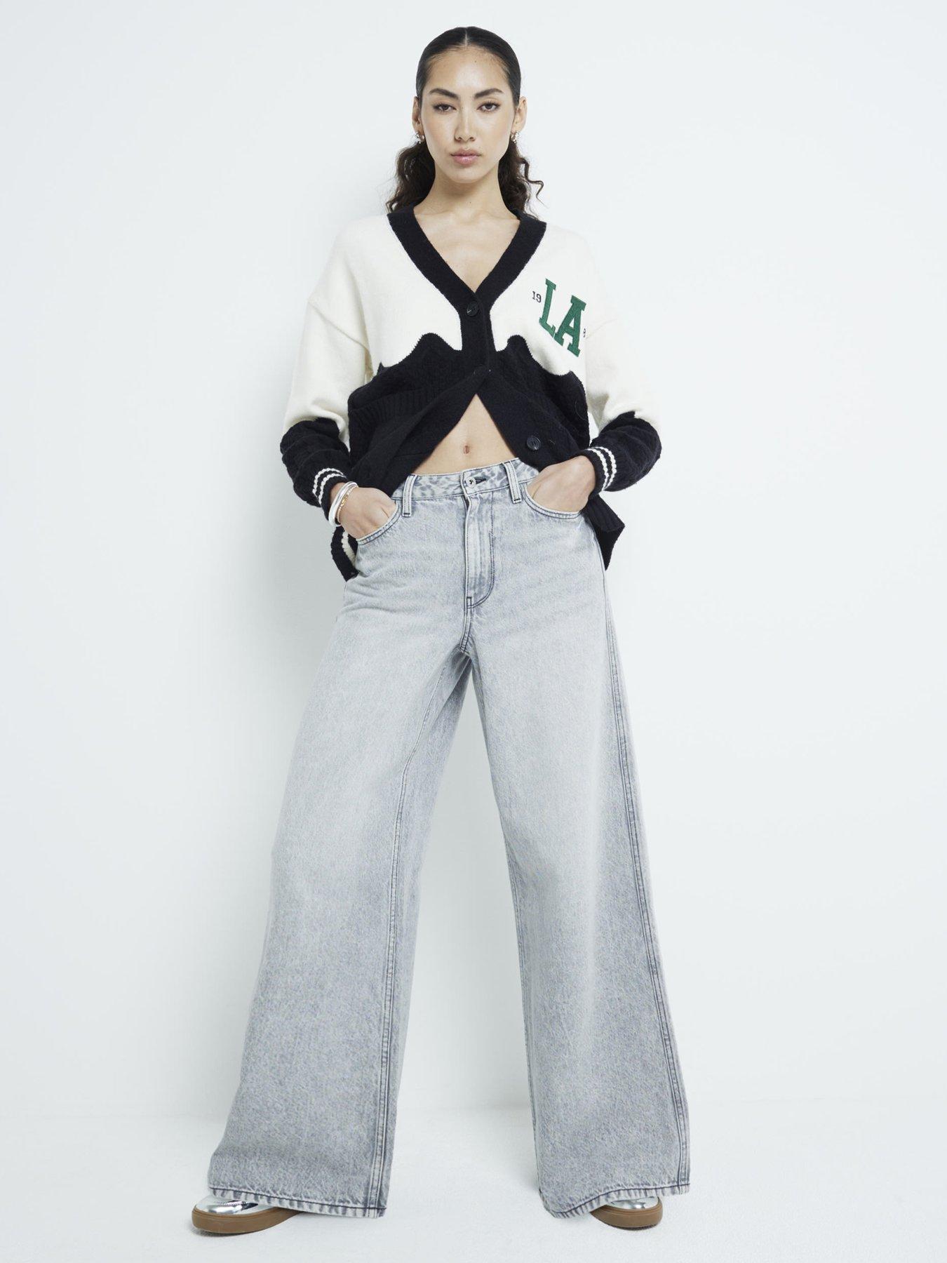 undefined Super Wide Jeans - Grey