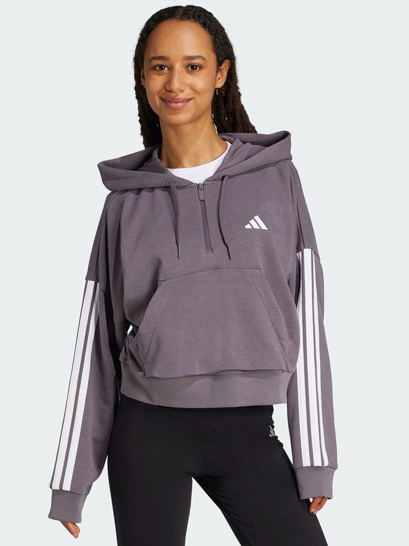 undefined Essentials 3-Stripes French Terry Quarter-Zip Hoodie