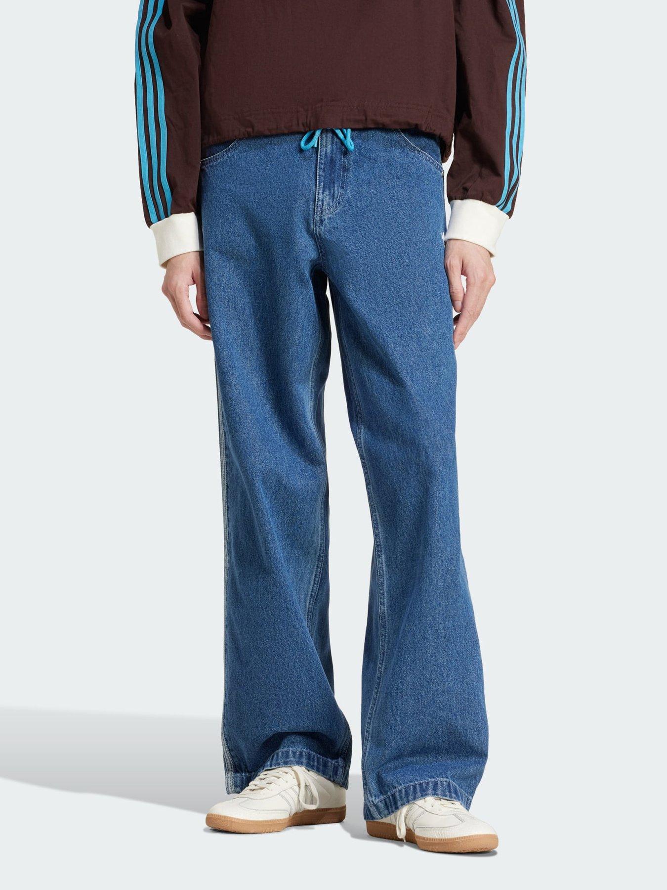 adidas Originals Adicolor Denim Firebird Pants, Blue, Size 30, Men