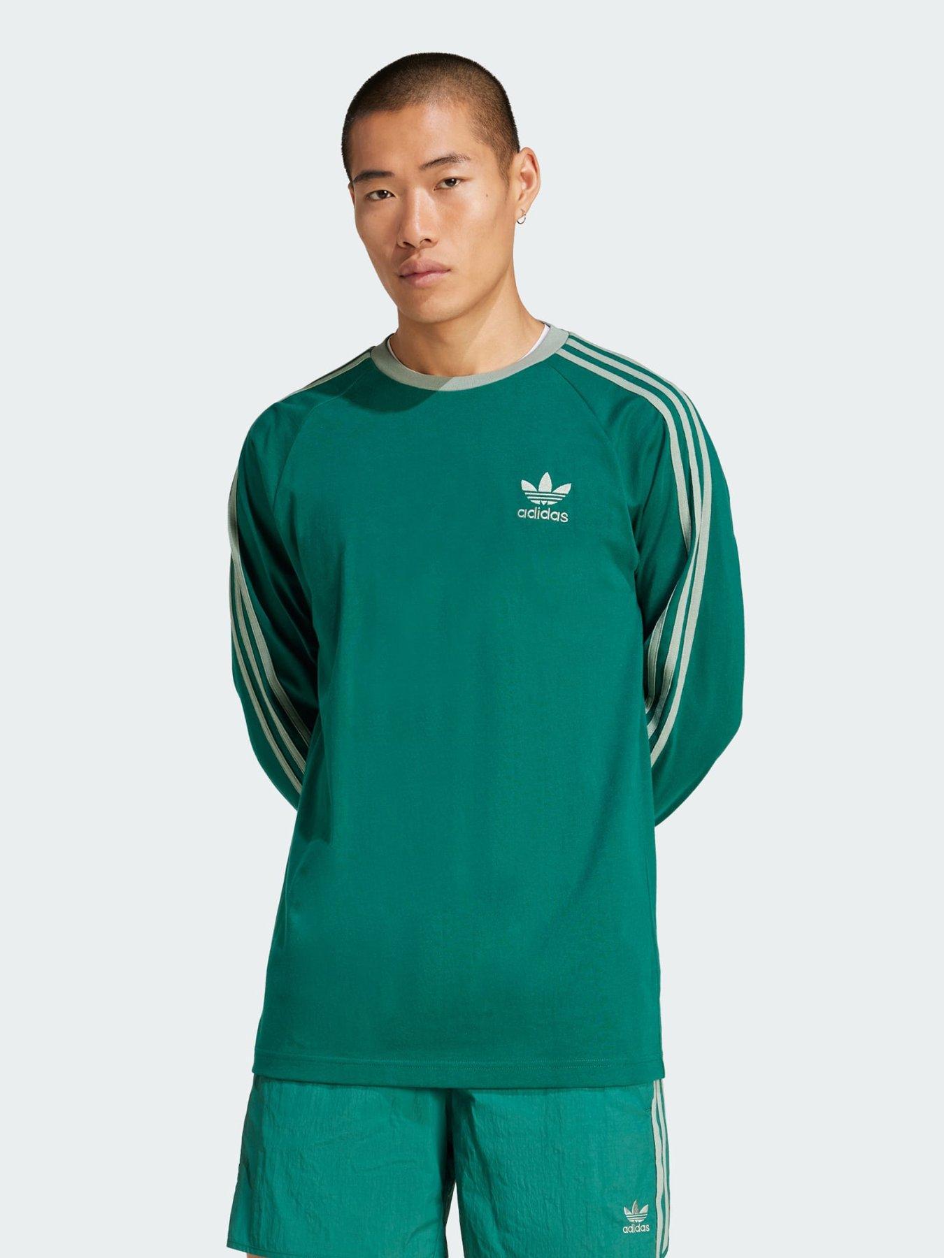 adidas Originals Adicolor Classics 3-Stripes Long Sleeve Tee, Green, Size S, Men