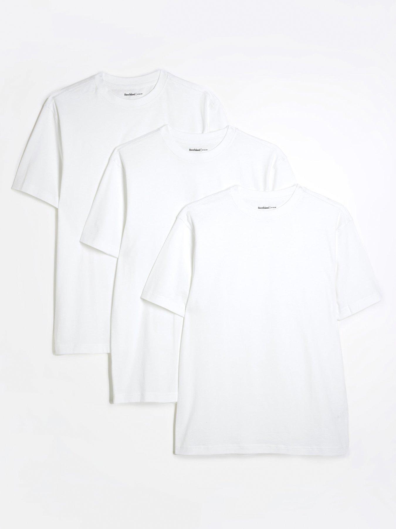 River Island Pack of 3 Regular Fit T-Shirts - White