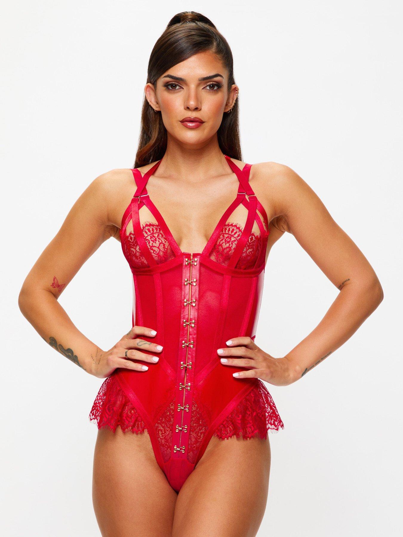 Ann Summers Exuberant Crotchless Teddy - Red