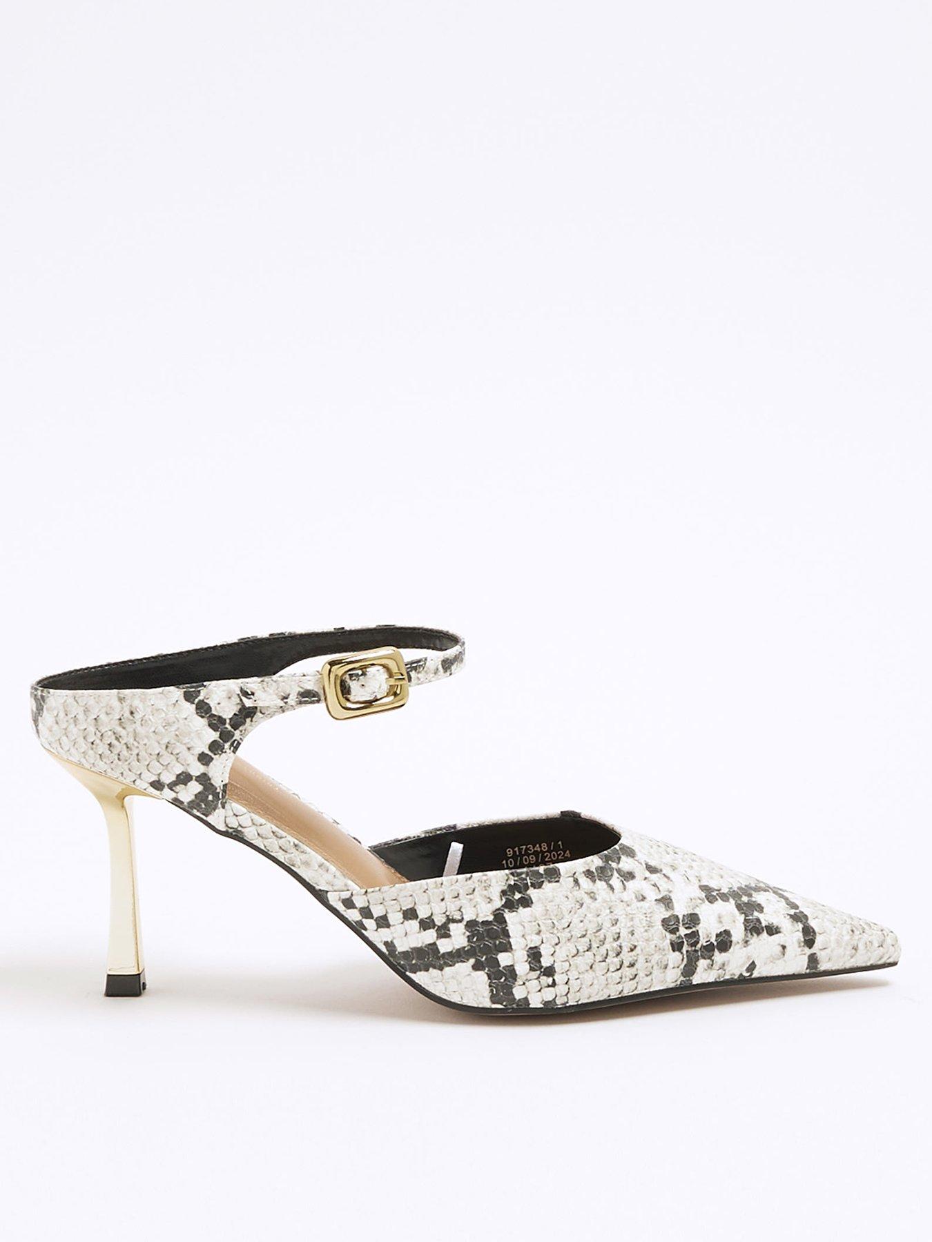 River Island Snake Print Pointed Court Shoes Grey/Multi Very