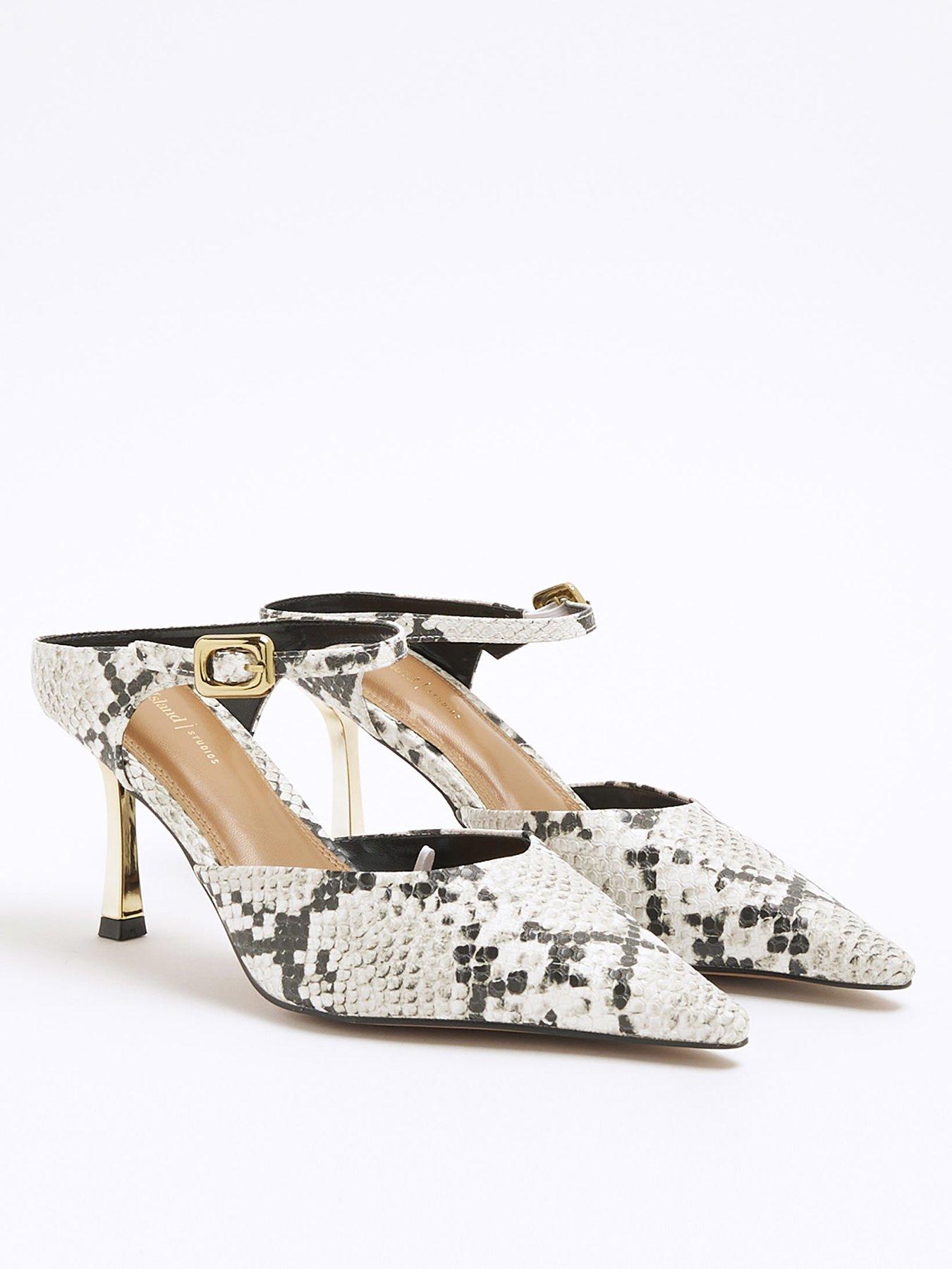 River Island Snake Print Pointed Court Shoes Grey/Multi Very