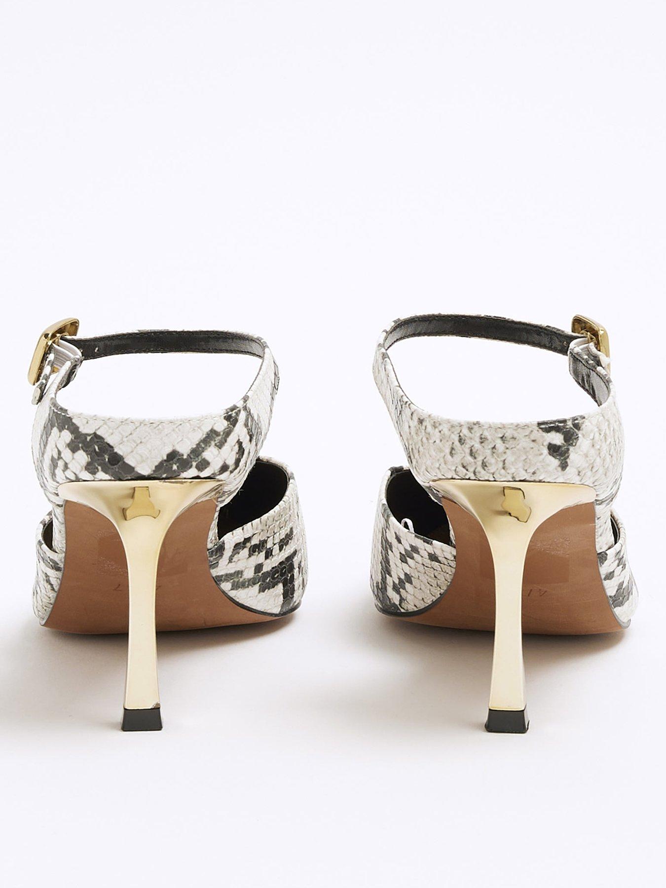 River Island Snake Print Pointed Court Shoes Grey/Multi Very