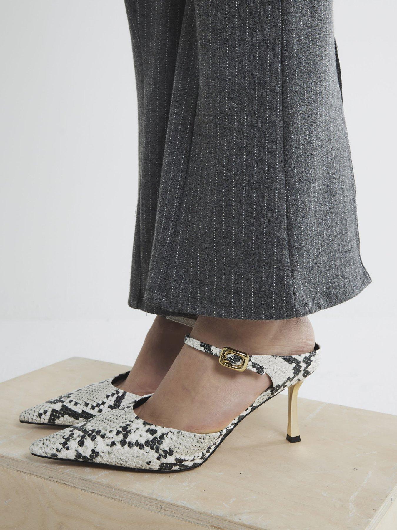 River Island Snake Print Pointed Court Shoes Grey/Multi Very