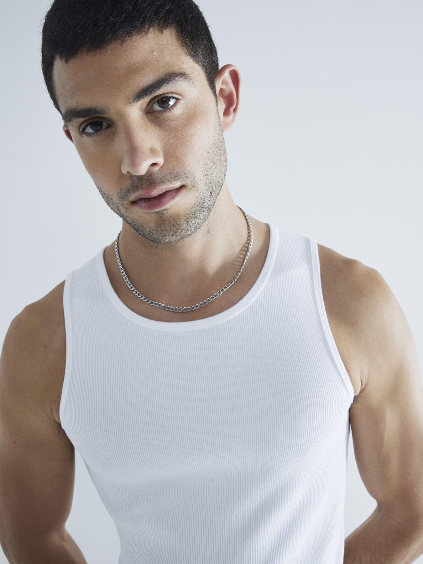 Image 4 of 4 of River Island 3pk Muscle Fit Rib Vest - Multi