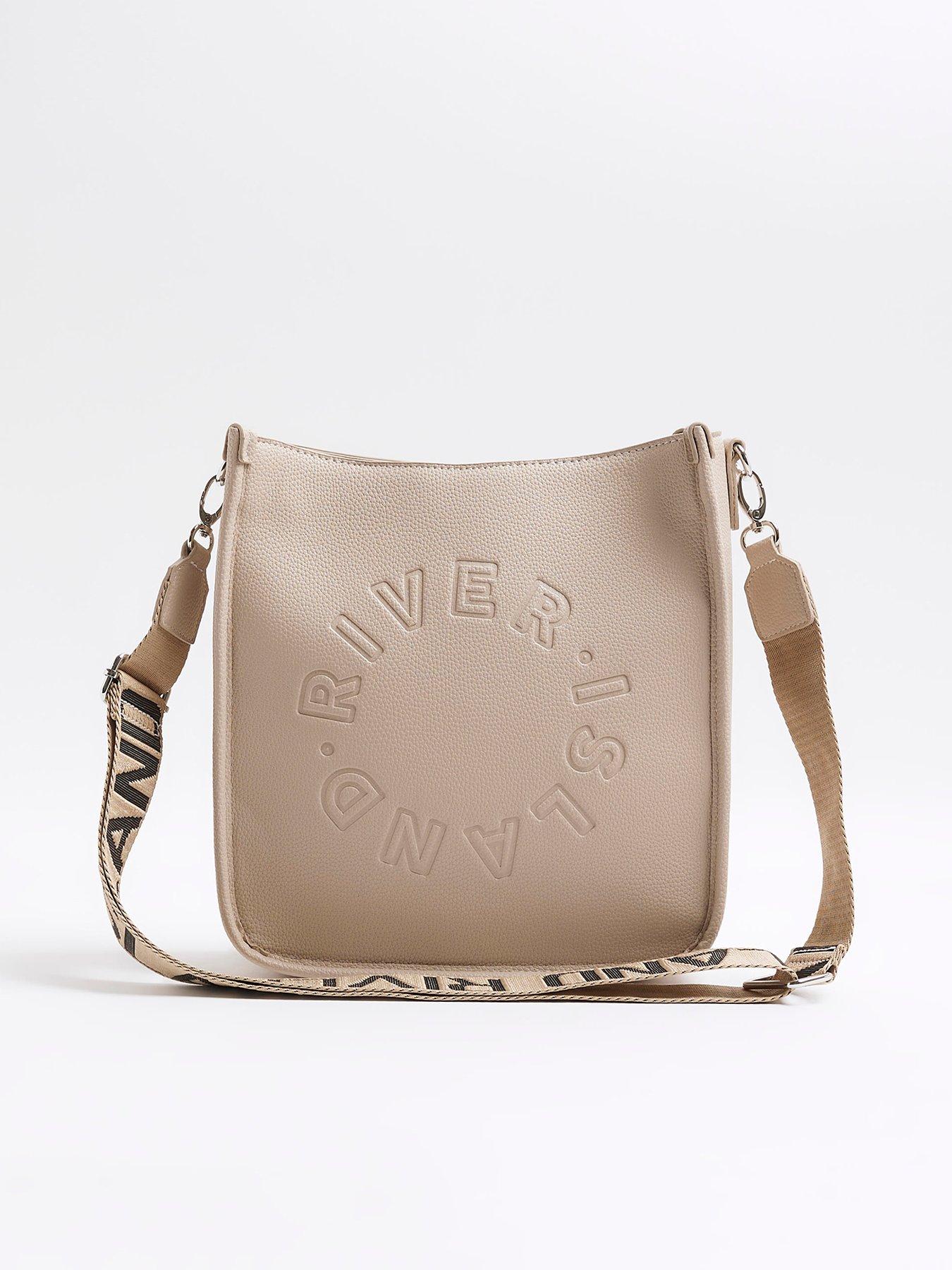 Image 1 of 5 of River Island Faux Leather Ri Messenger Bag