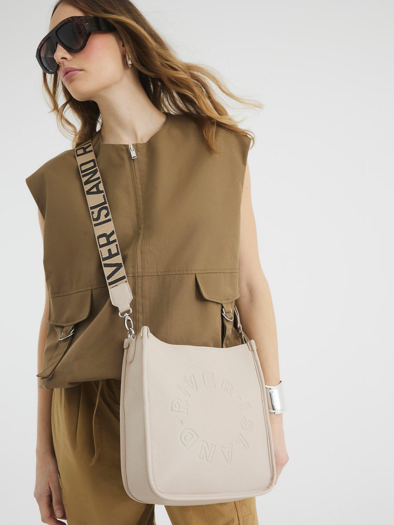 Image 2 of 5 of River Island Faux Leather Ri Messenger Bag