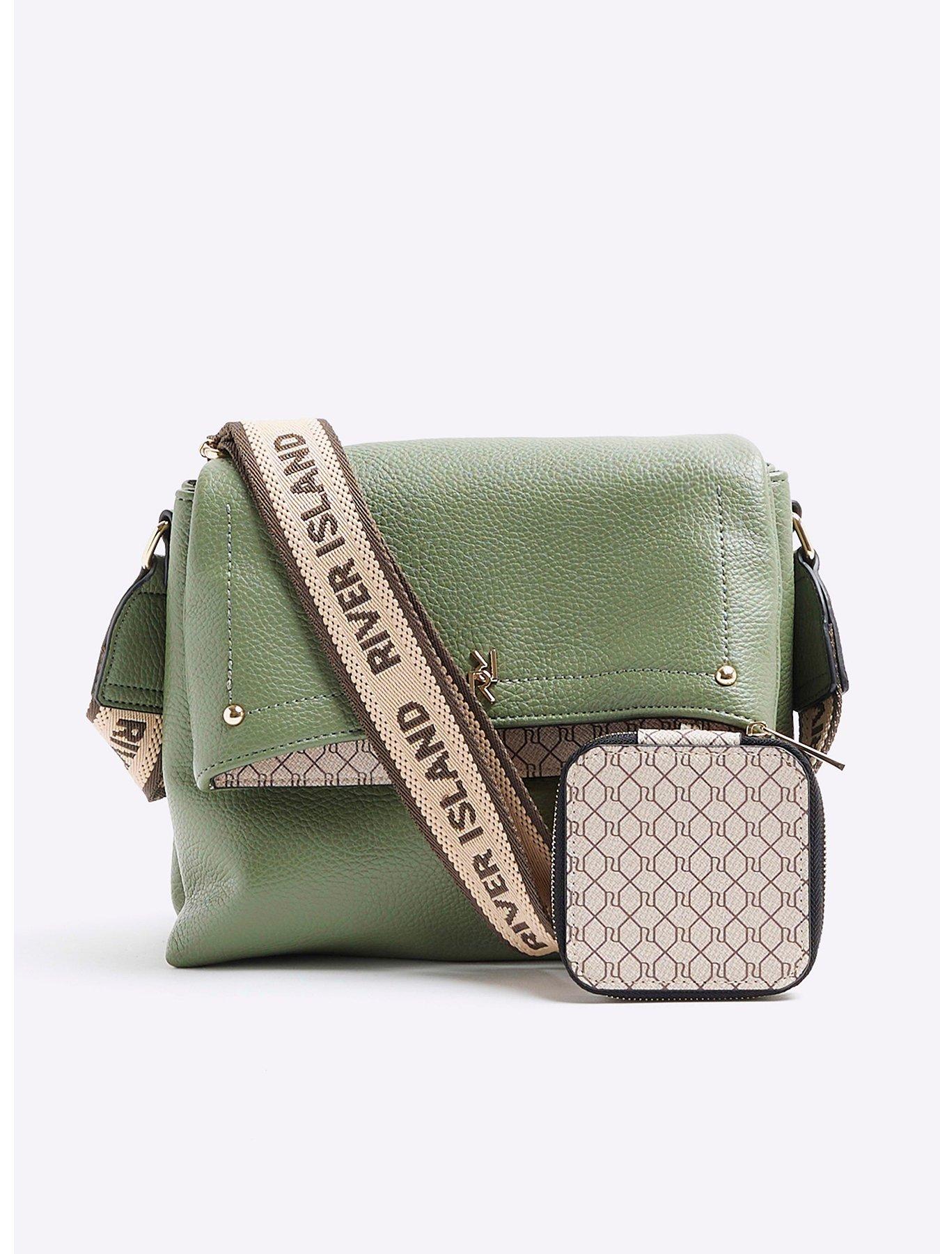 Image 1 of 5 of River Island Faux Leather Flap Over Cross Body Bag