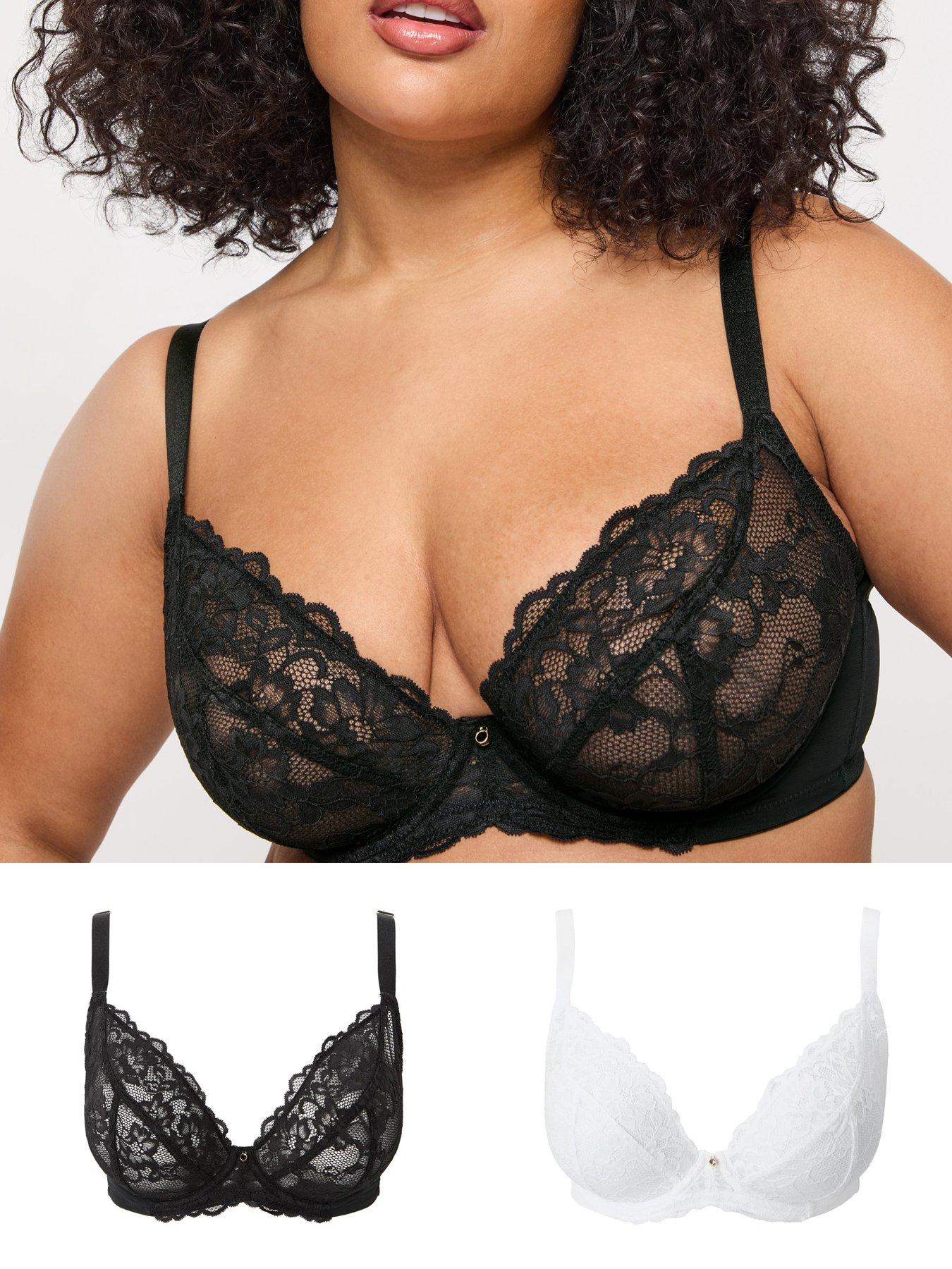 undefined Sexy Lace Non Pad Fb Plunge Black & White DD+