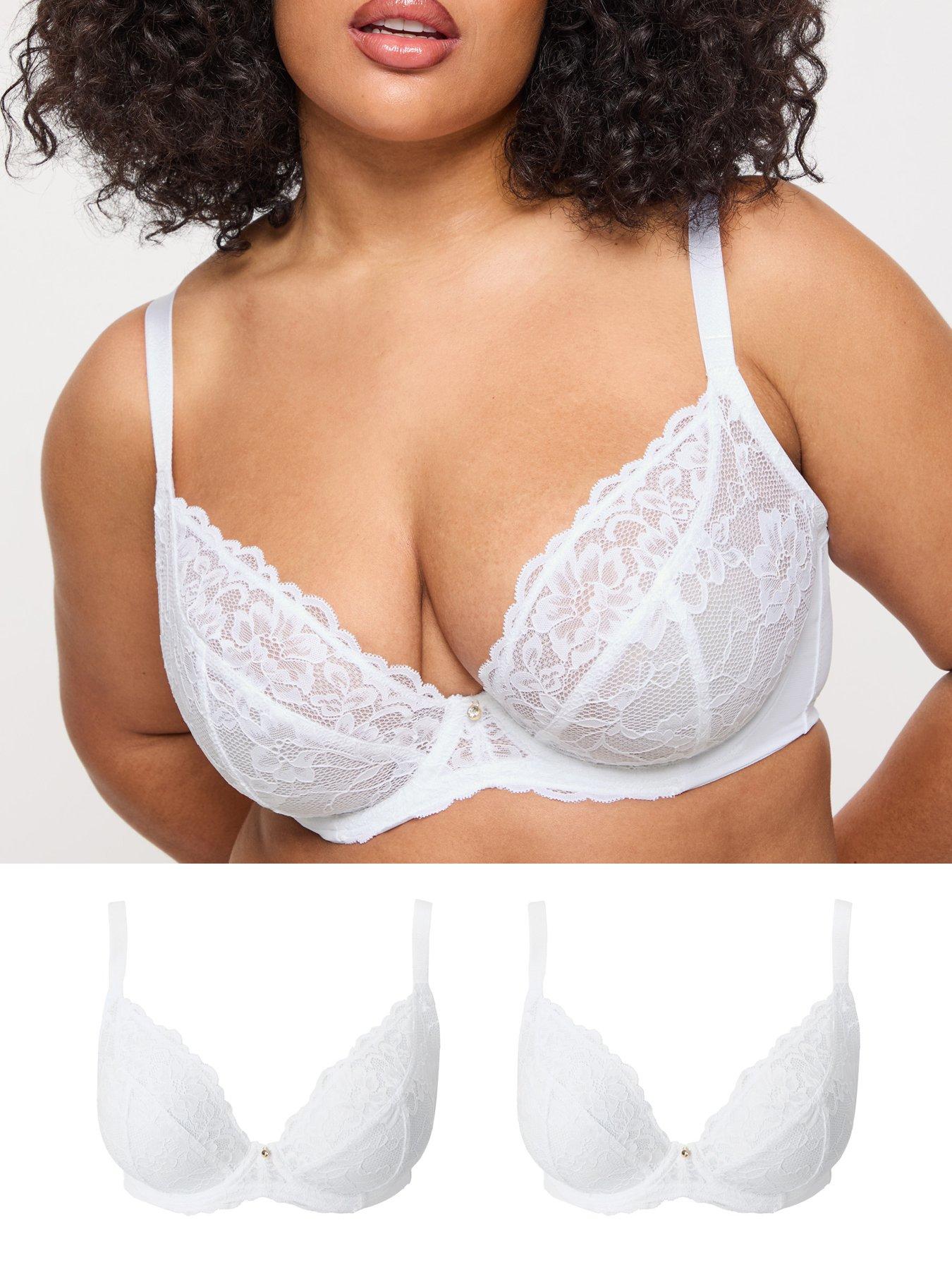 Ann Summers Sexy Lace Non Pad Fb 2PP White DD+, White, Size 38G, Women