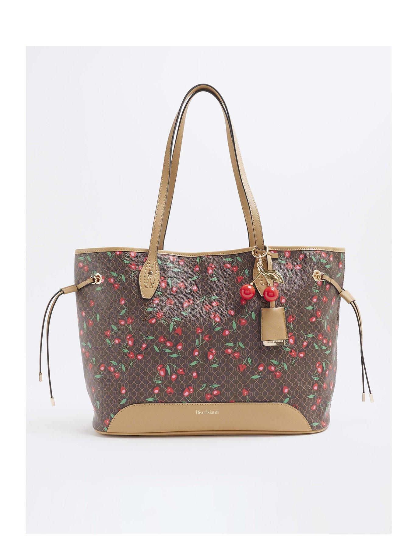 Image 1 of 5 of River Island Cherry Monogram Shopper Bag