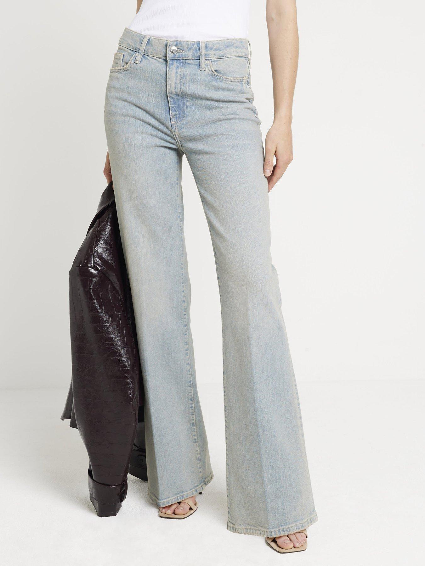 undefined High Waisted Wide Leg Jeans - Blue