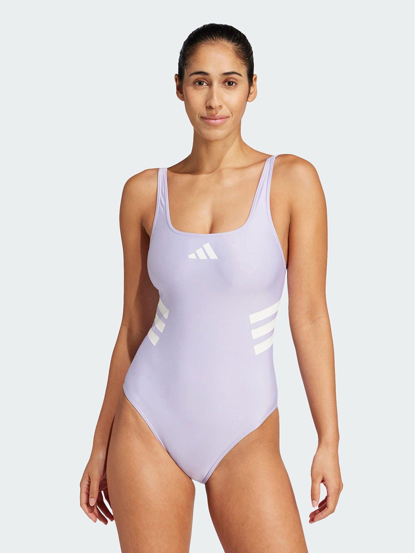 Image 1 of 5 of adidas 3-Stripes U-back Swimsuit - Purple