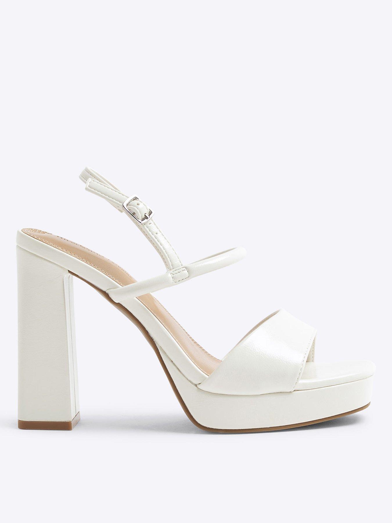 Image 1 of 5 of River Island Sling Back Platform Heeled Sandals