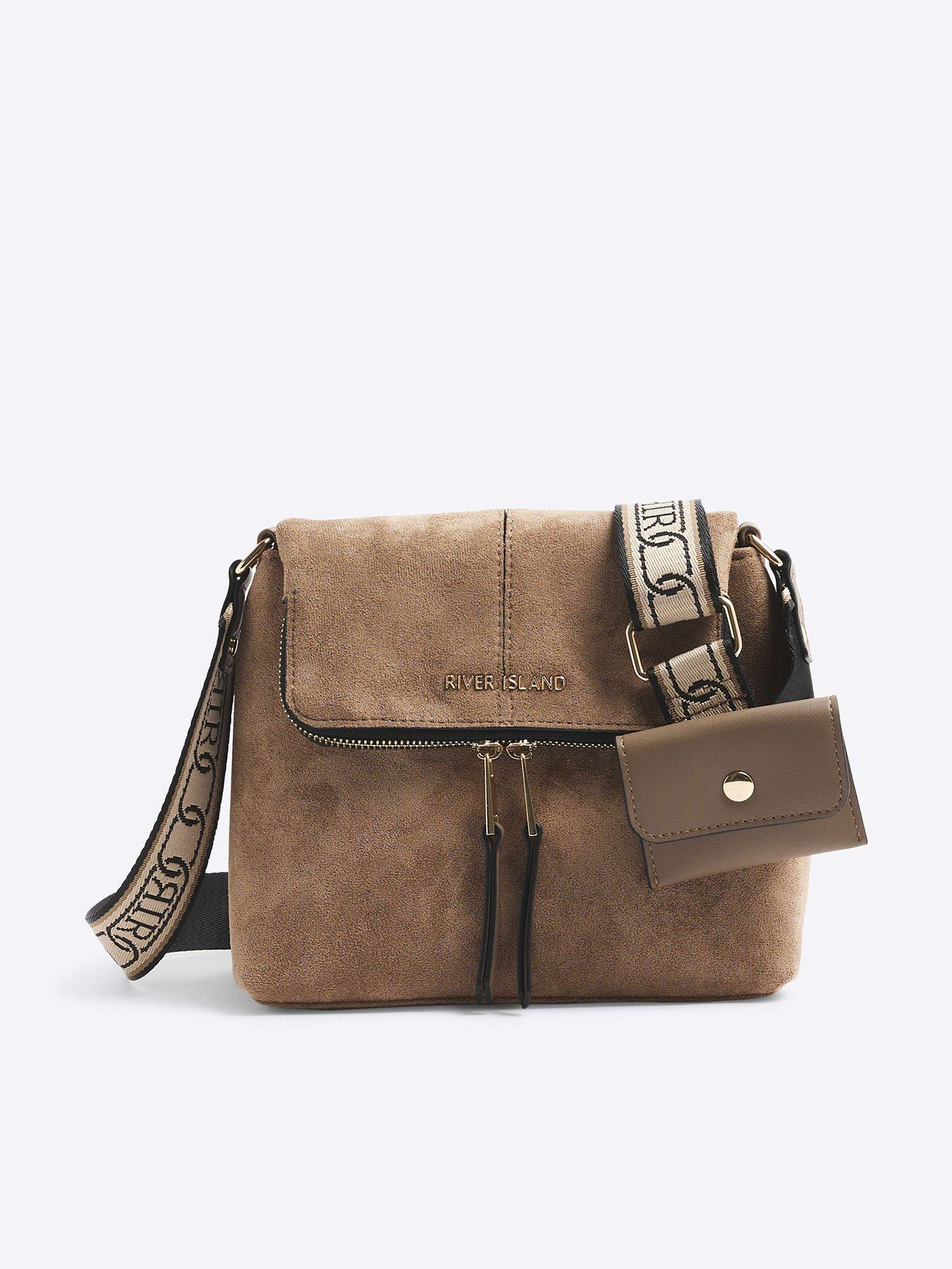 undefined Faux Suede Zipped Messenger Bag