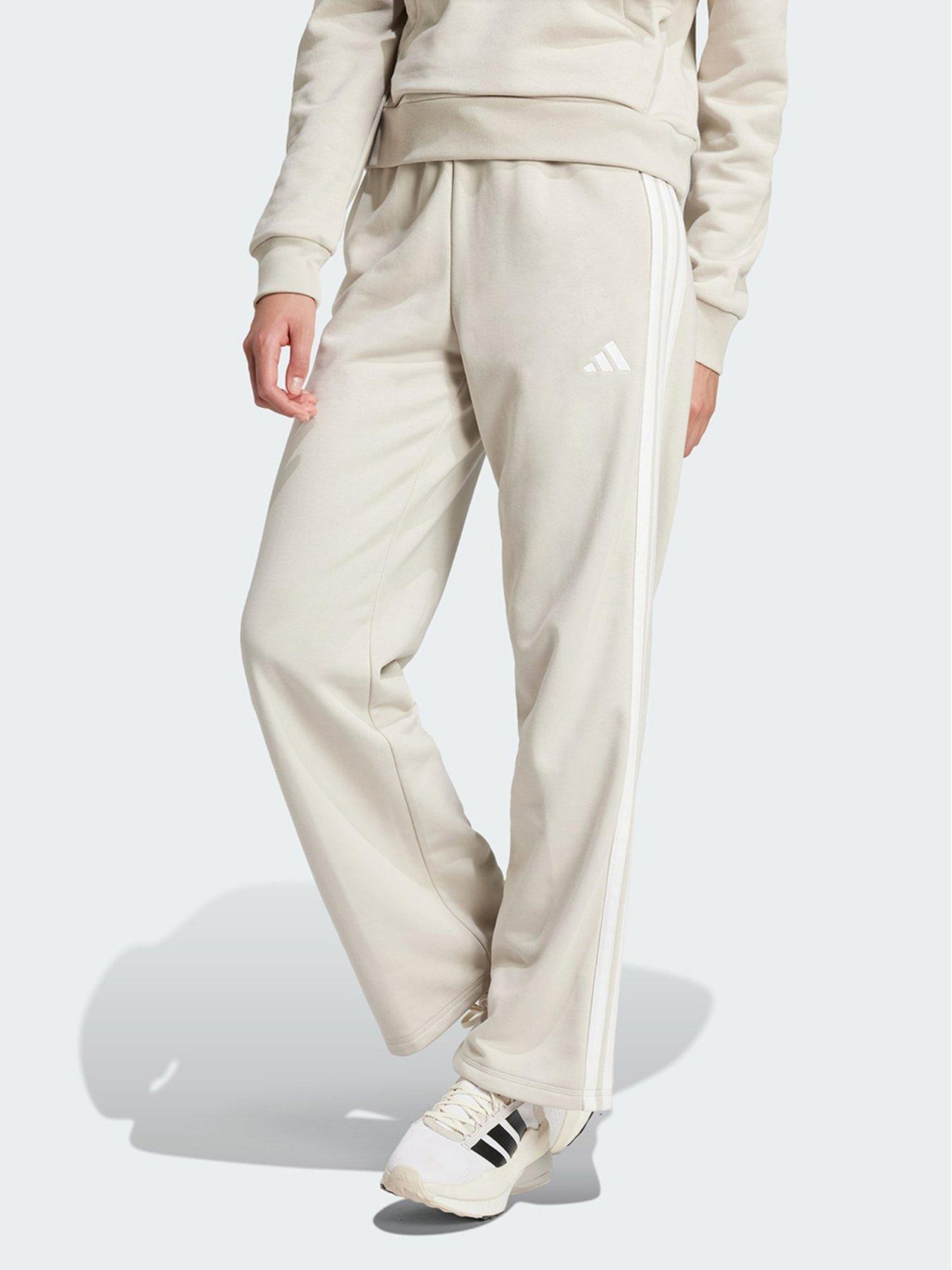 Image 1 of 5 of adidas Essentials 3-Stripes Open Hem French Terry Pants - Beige