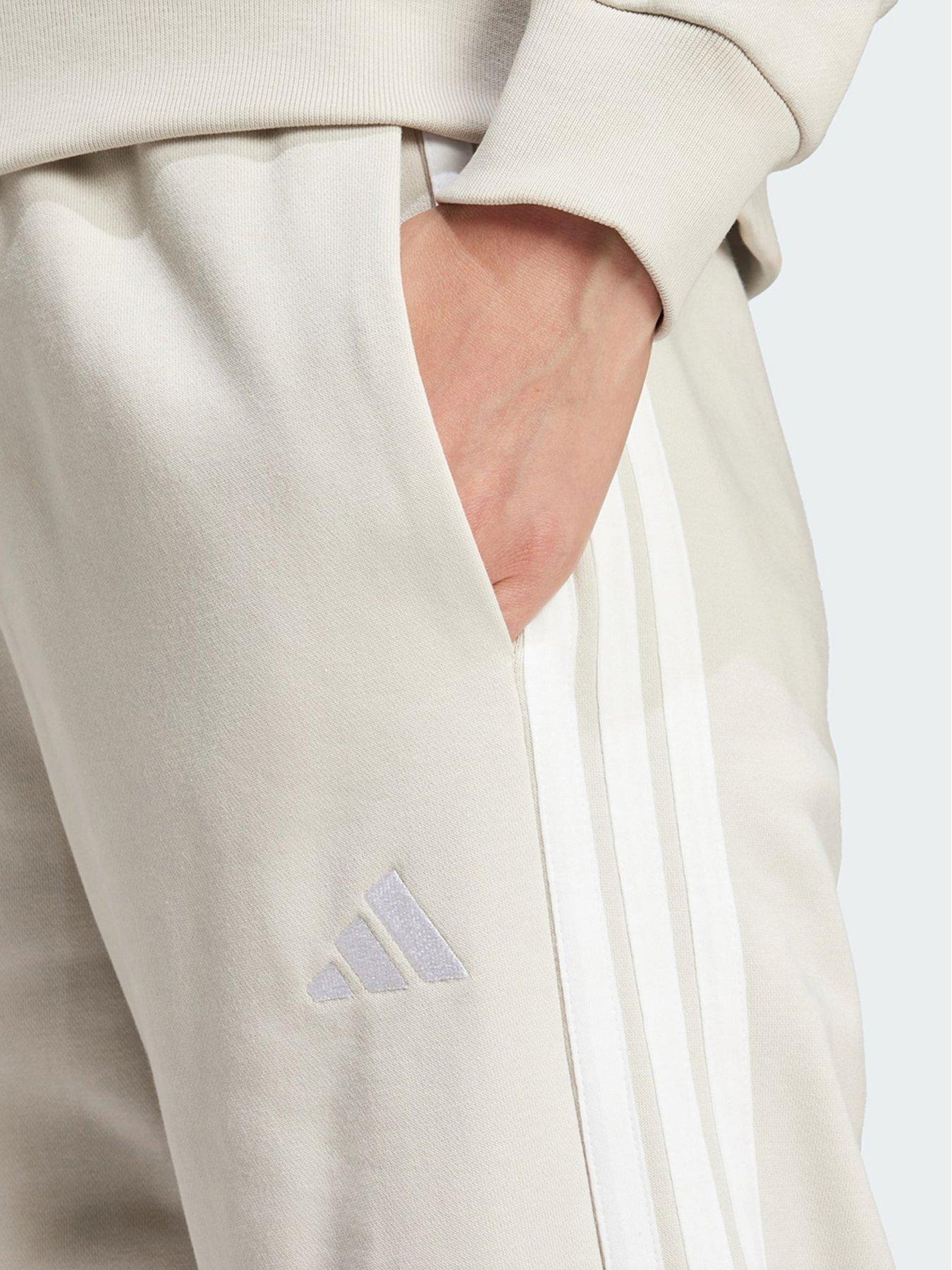 Image 4 of 5 of adidas Essentials 3-Stripes Open Hem French Terry Pants - Beige