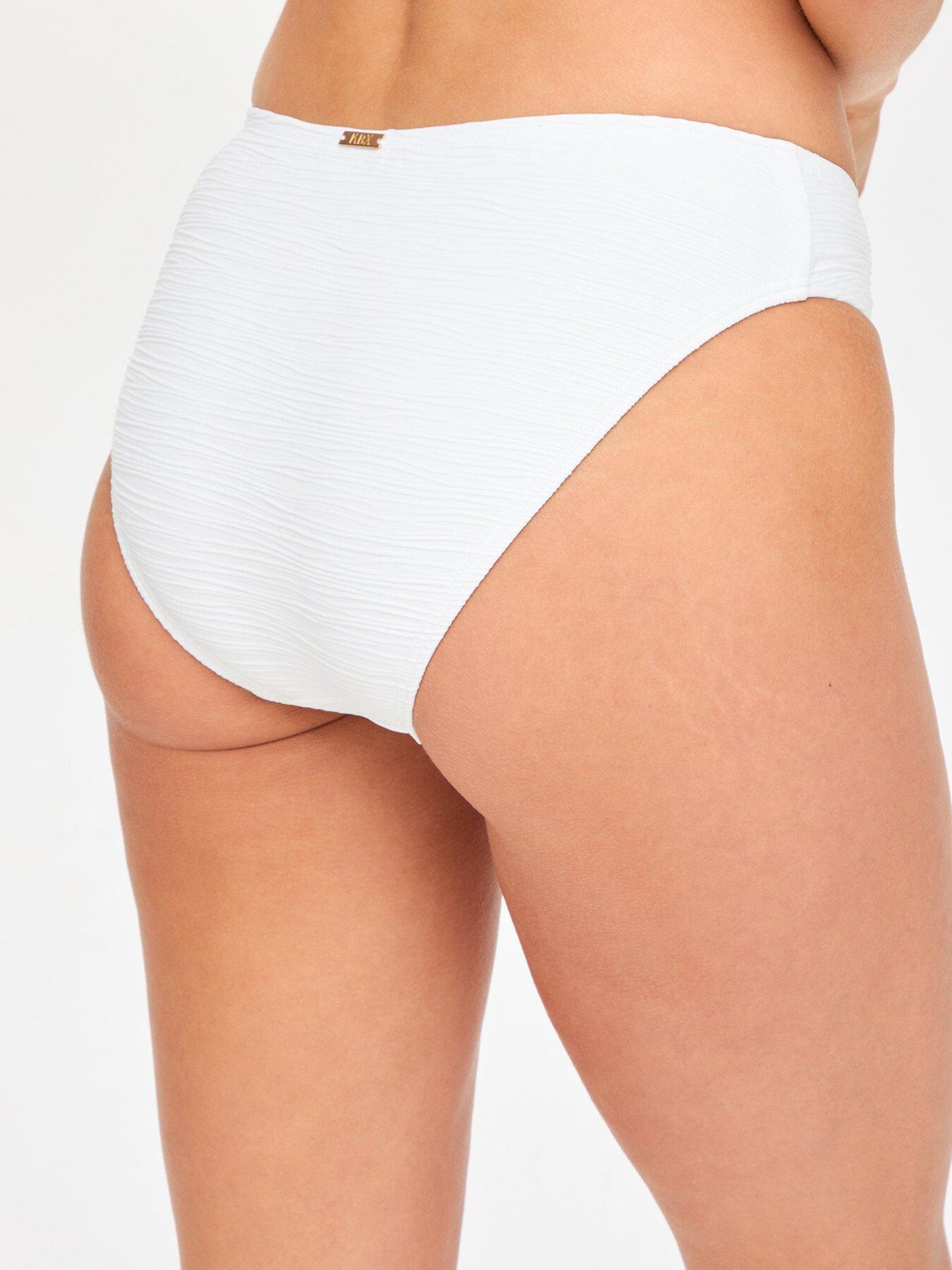 Image 2 of 3 of KBX Swim Crinkle High Leg Bikini Bottom - White