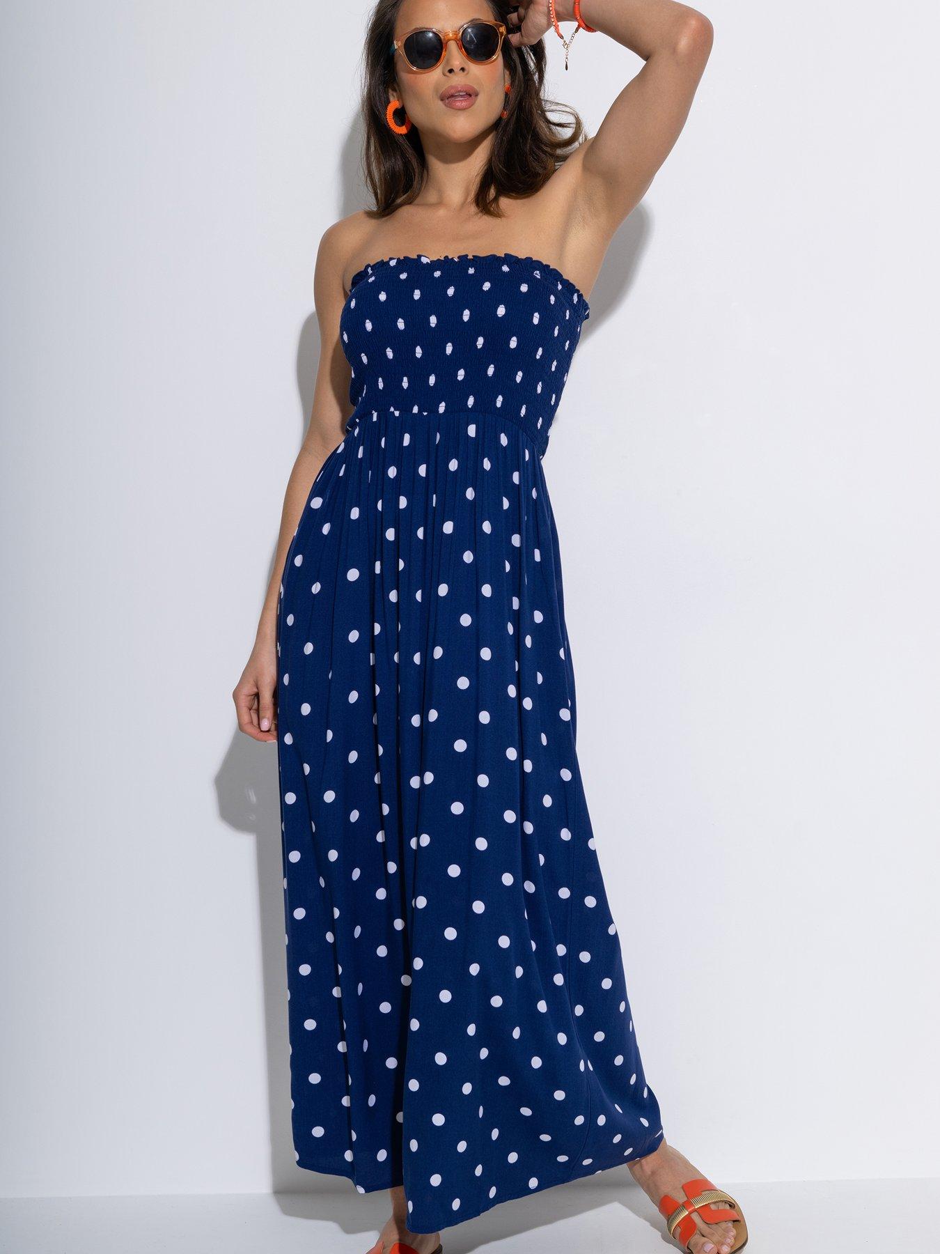 Image 1 of 4 of Pour Moi Strapless Shirred Bodice Maxi Beach Dress - Multi