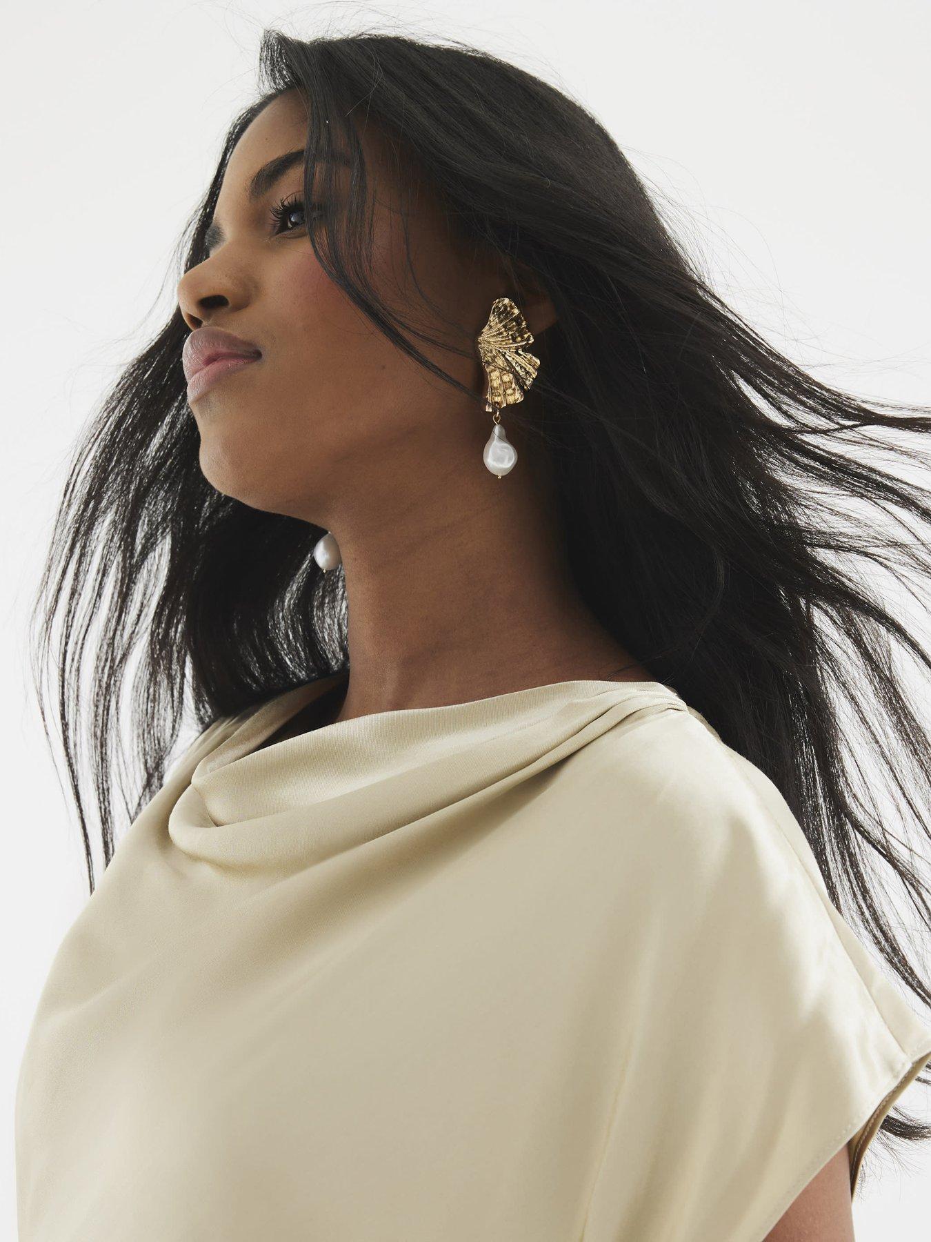 Image 4 of 4 of River Island Cowl Neck Maxi Dress - Gold
