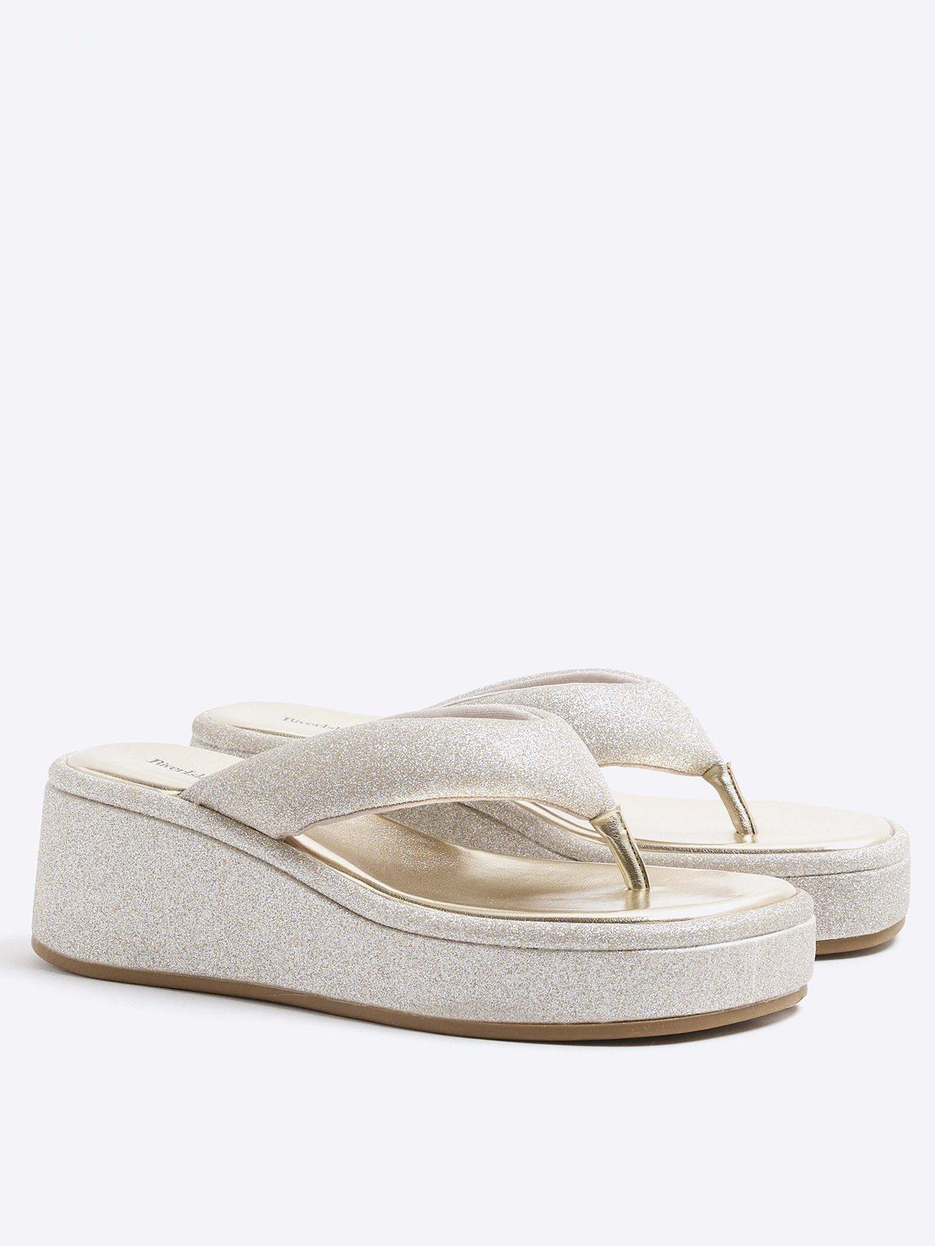 Image 2 of 5 of River Island Toe Thong Wedge Sandals