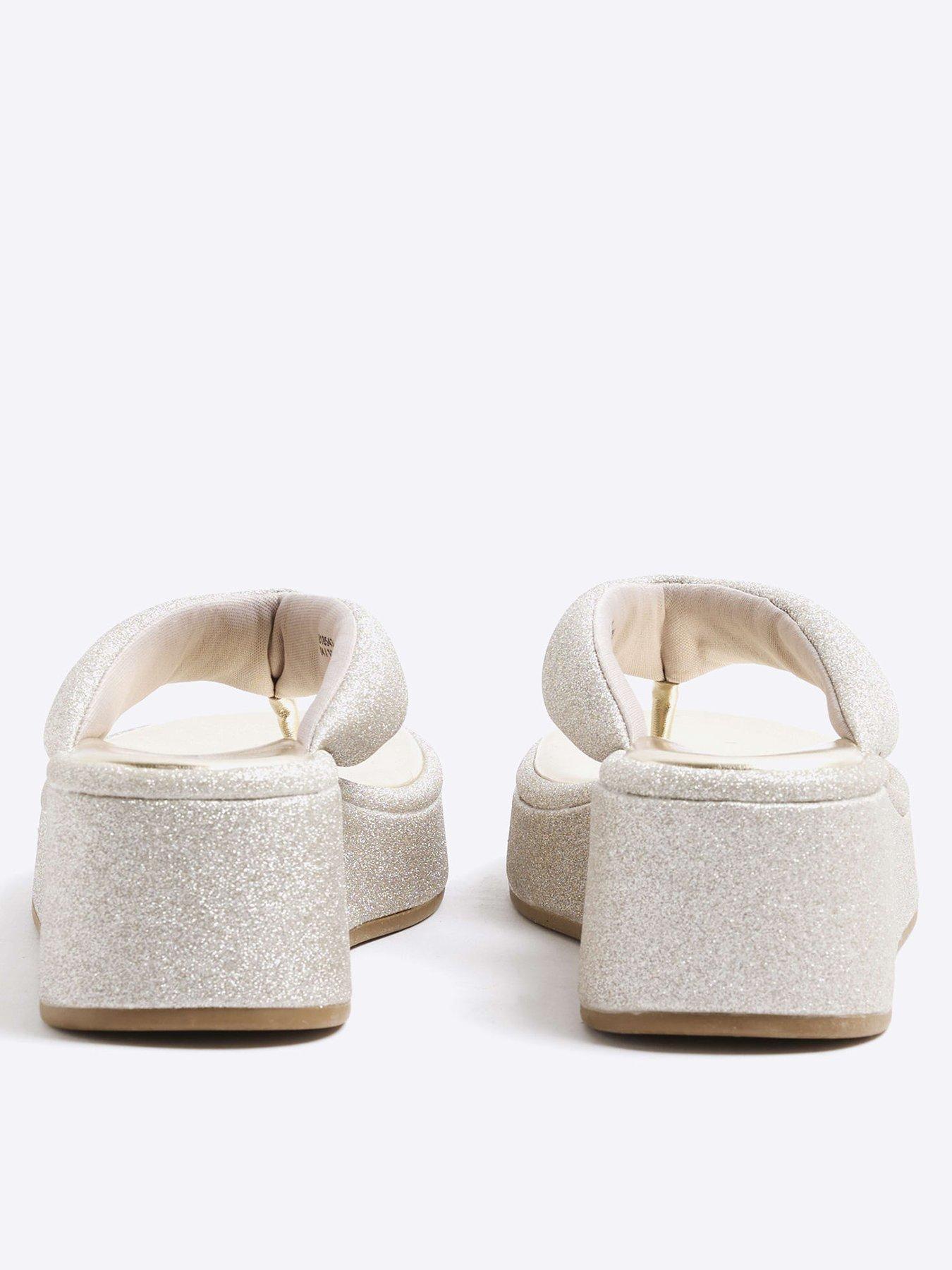 Image 3 of 5 of River Island Toe Thong Wedge Sandals