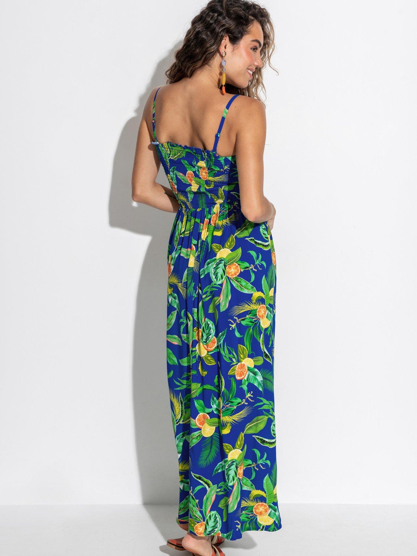 Image 2 of 4 of Pour Moi Strapless Shirred Bodice Maxi Beach Dress - Print