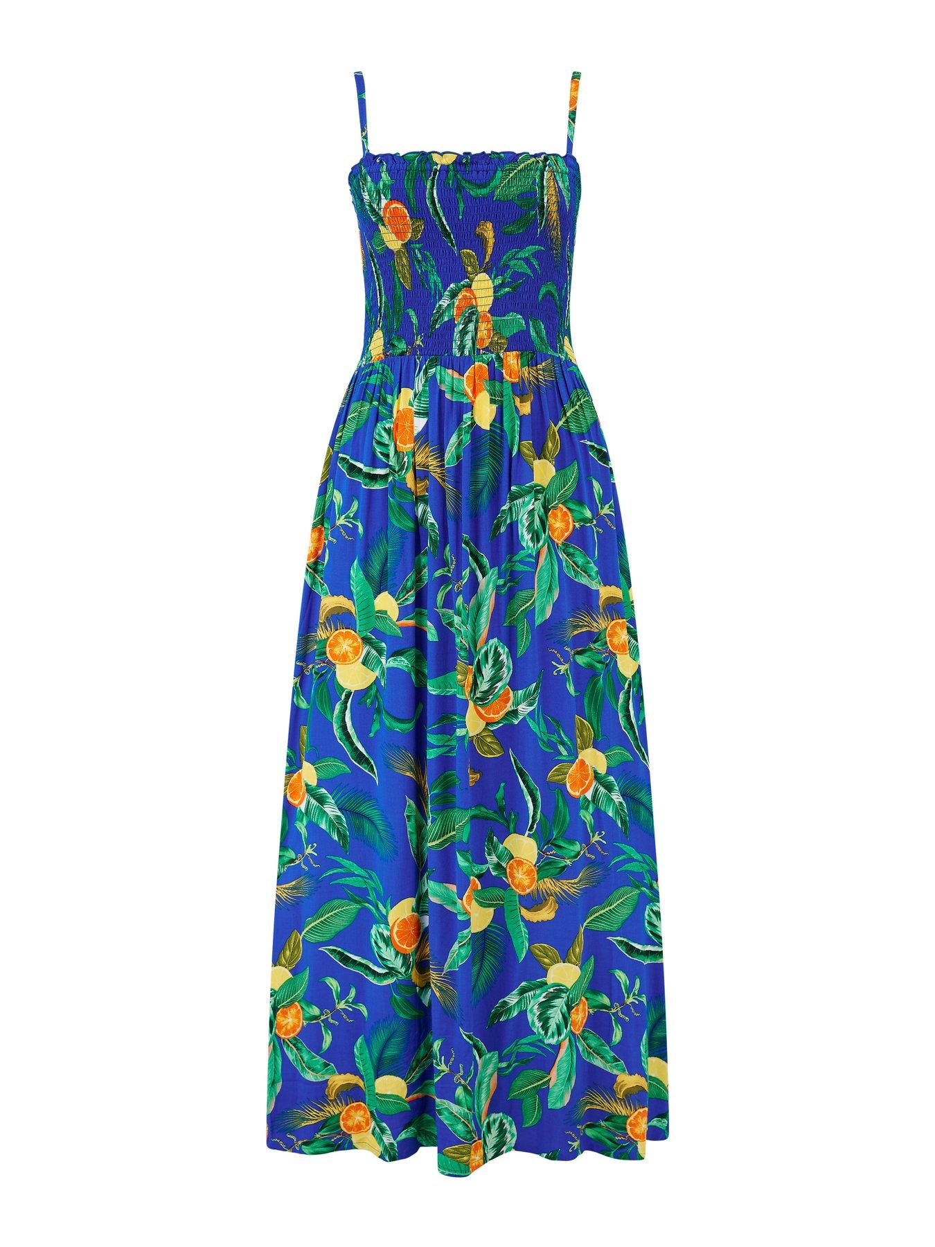 Image 3 of 4 of Pour Moi Strapless Shirred Bodice Maxi Beach Dress - Print