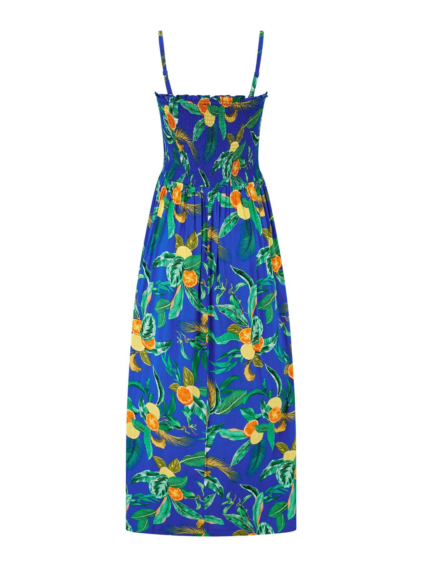 Image 4 of 4 of Pour Moi Strapless Shirred Bodice Maxi Beach Dress - Print
