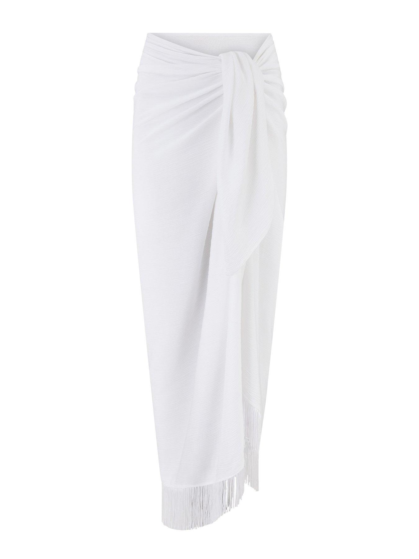 Image 3 of 4 of Pour Moi Fringe Trim Crinkle Woven Multiway Sarong with LENZING? ECOVERO?
