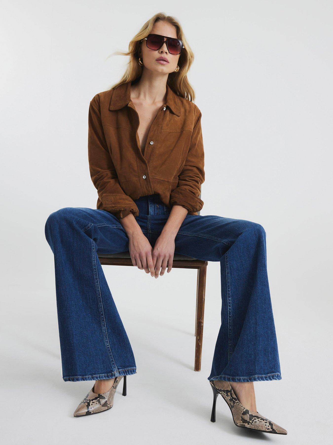 Image 3 of 5 of River Island Denim High Rise Relaxed Flare Jeans