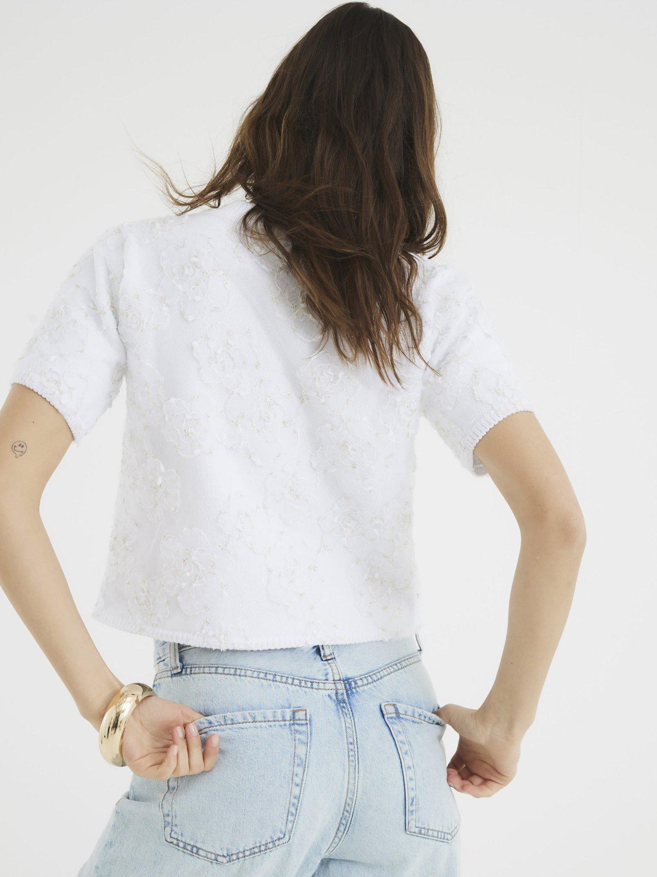 Image 2 of 5 of River Island Short Sleeve Floral Overlay Cardigan
