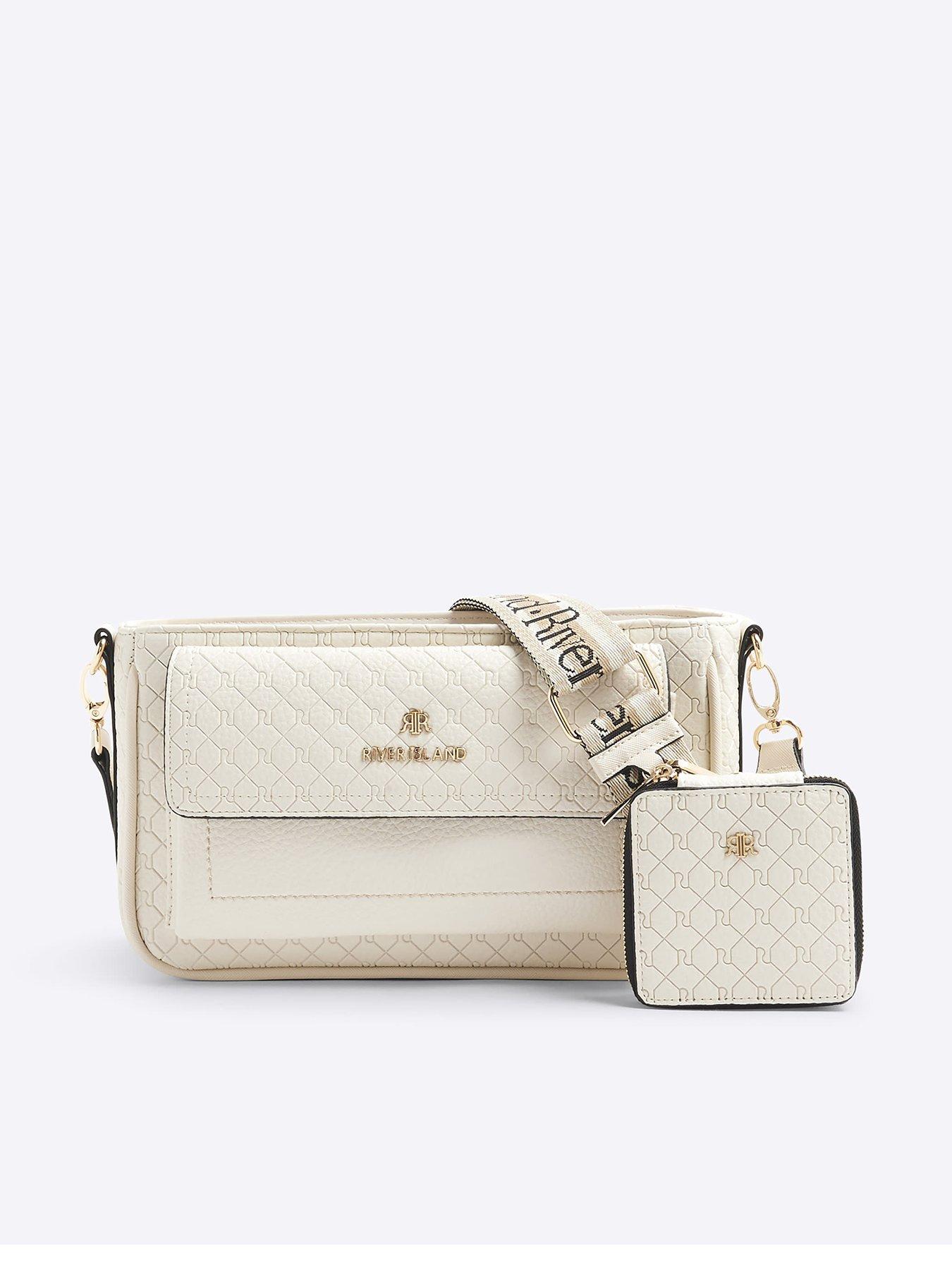 Image 1 of 5 of River Island Ri Monogram Pouchette Cross Body Bag