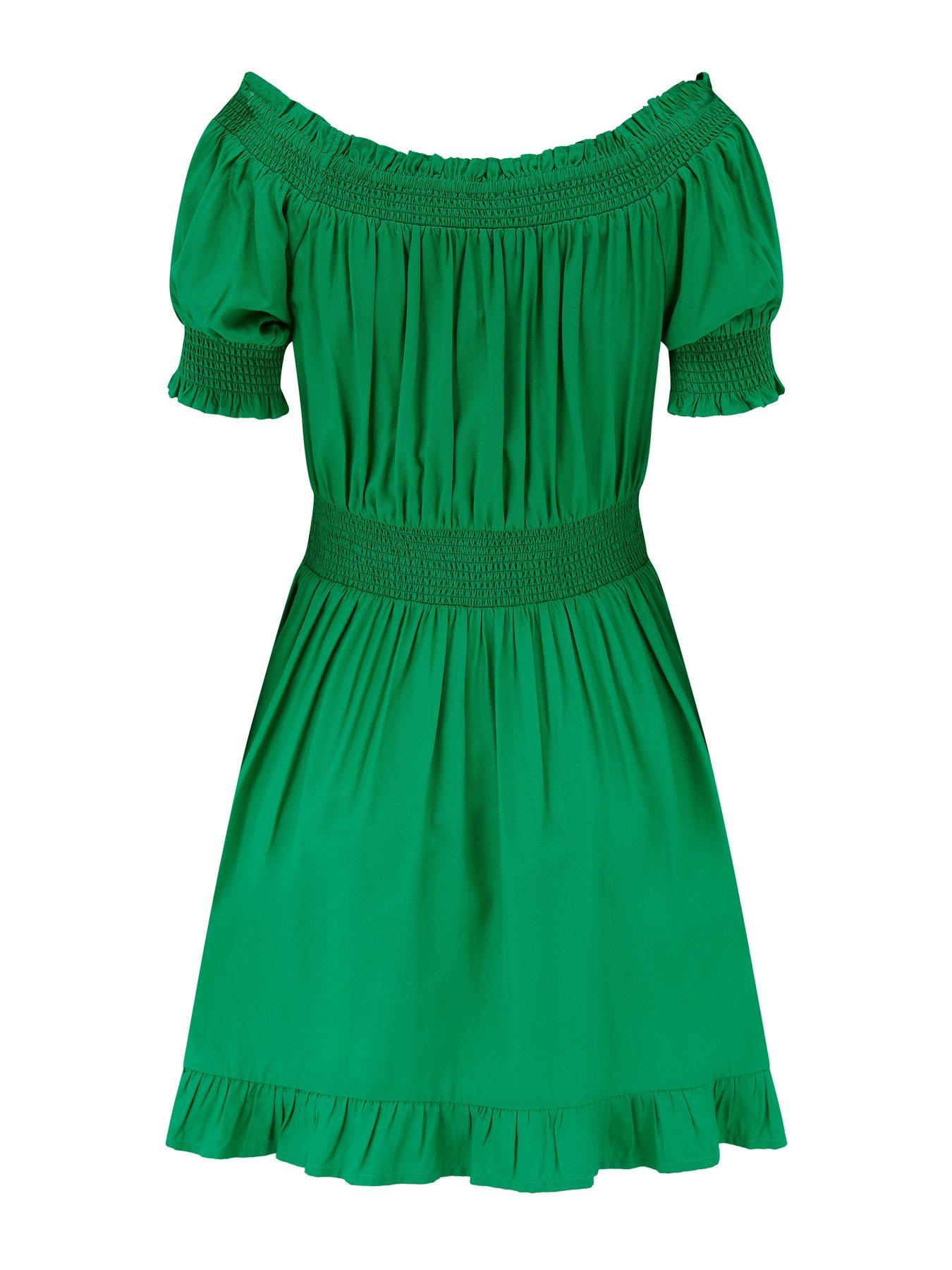 Image 4 of 4 of Pour Moi Eloise Puff Sleeve Woven Bardot Dress