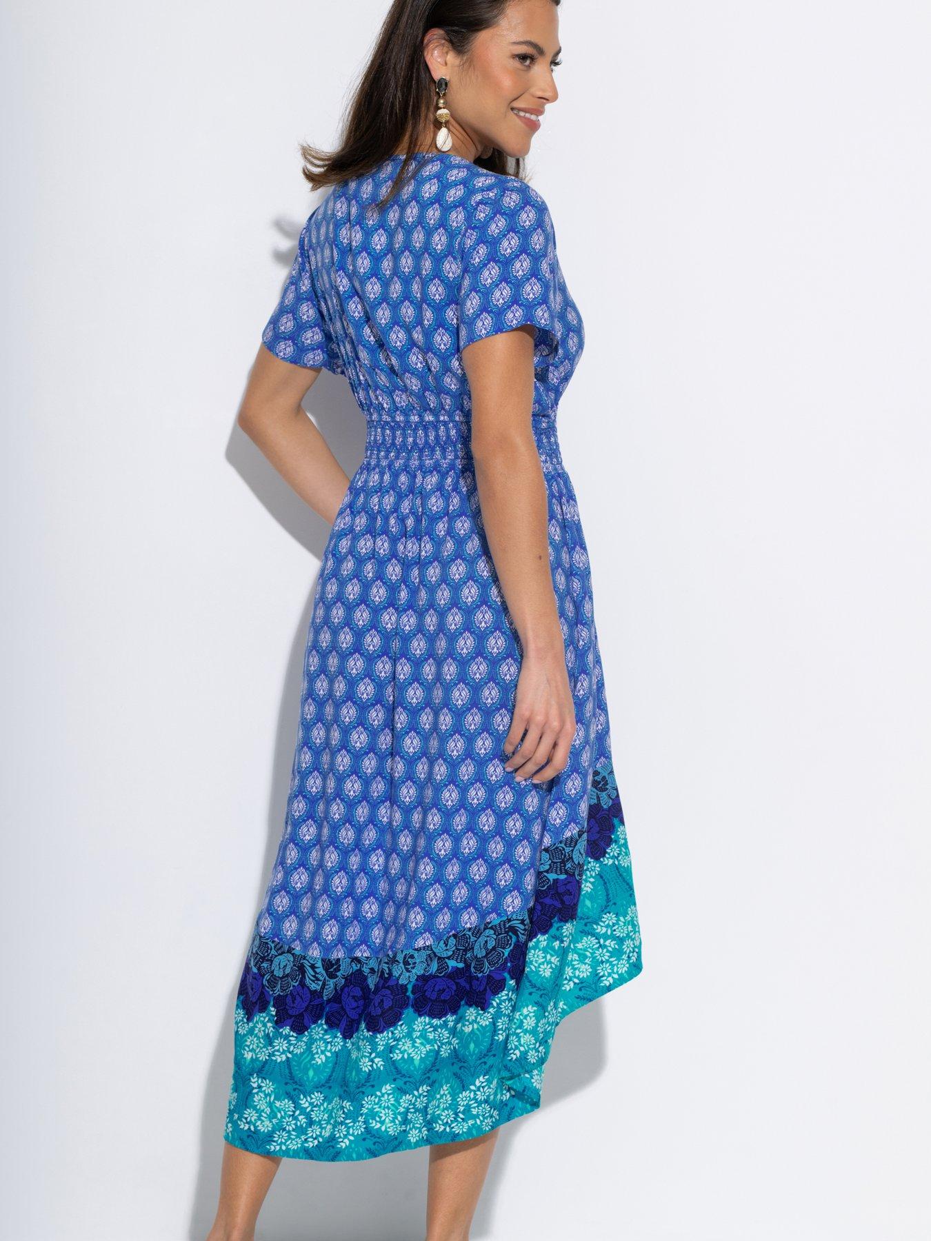 Image 2 of 4 of Pour Moi Border Print High Low Midaxi Beach Dress