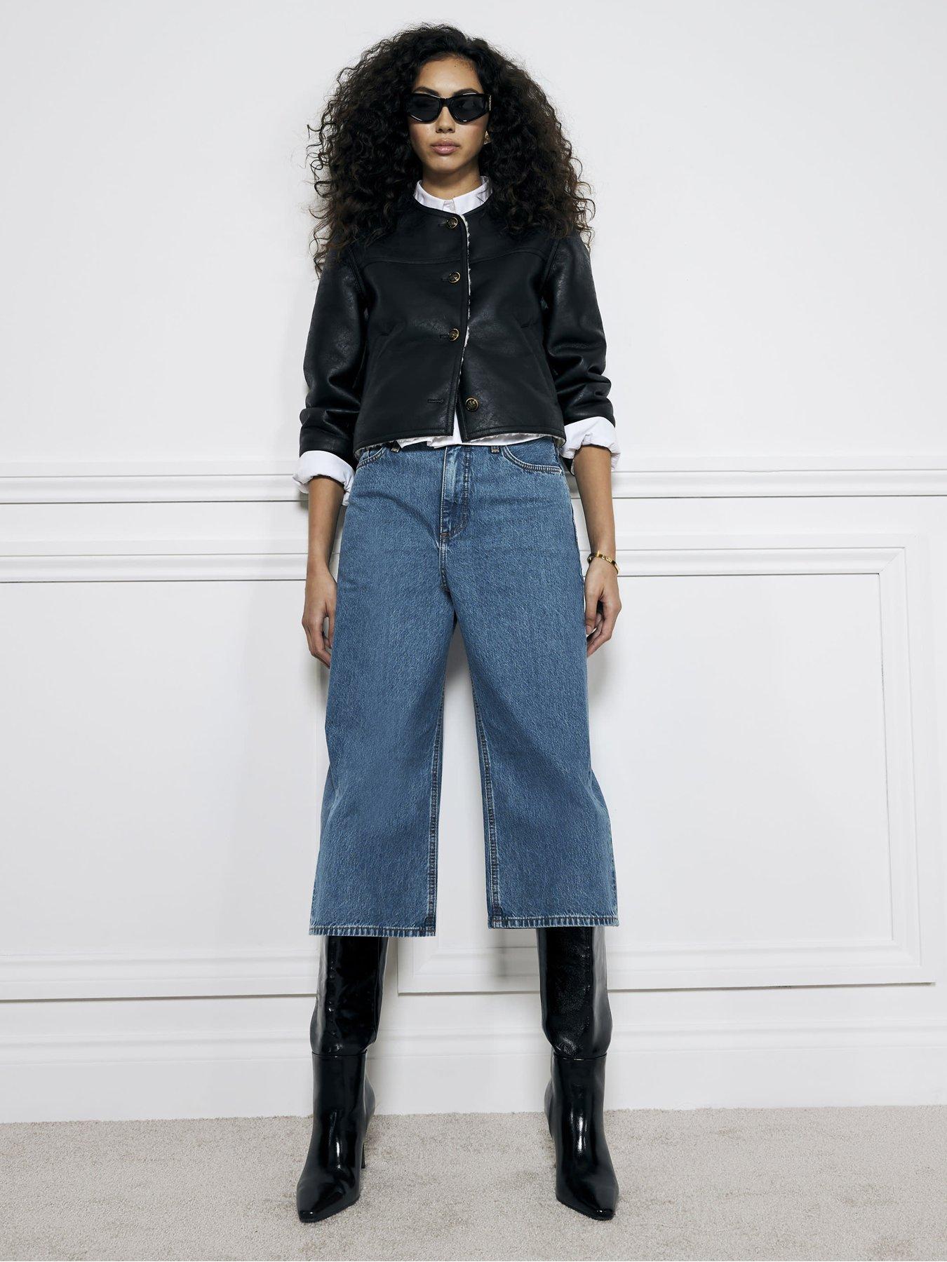 undefined Denim High Waisted Jean Culottes