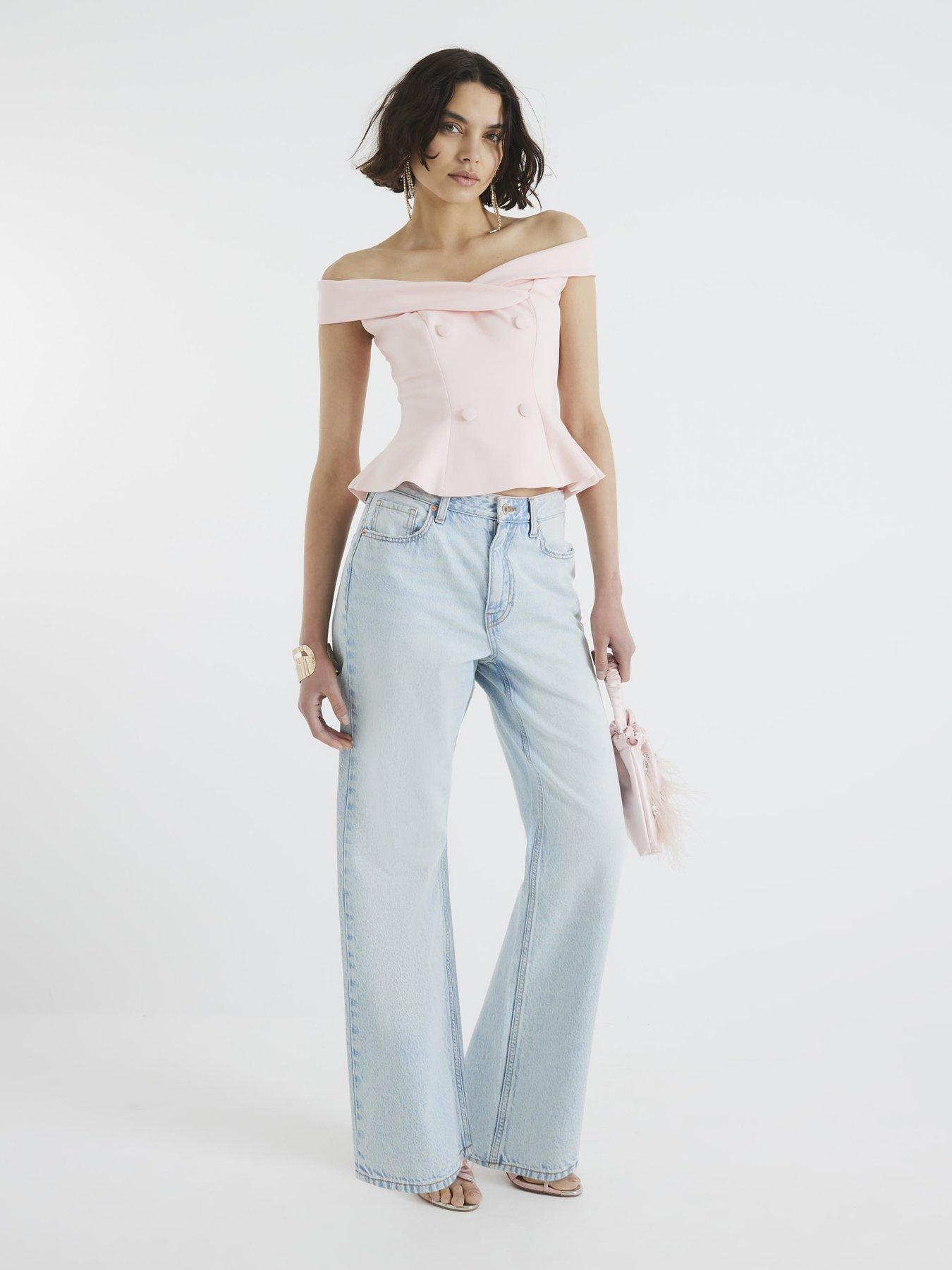 Image 2 of 4 of River Island Double Breasted Bardot Top