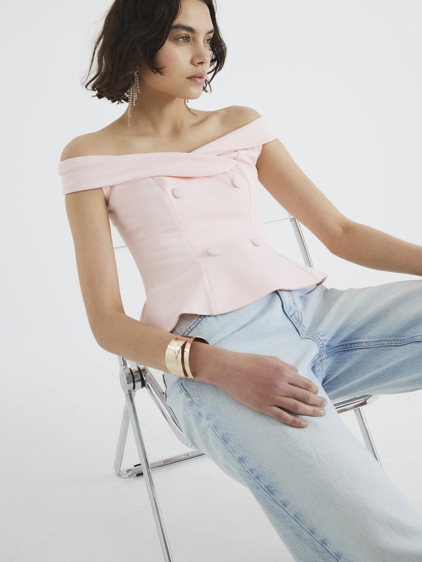 Image 3 of 4 of River Island Double Breasted Bardot Top