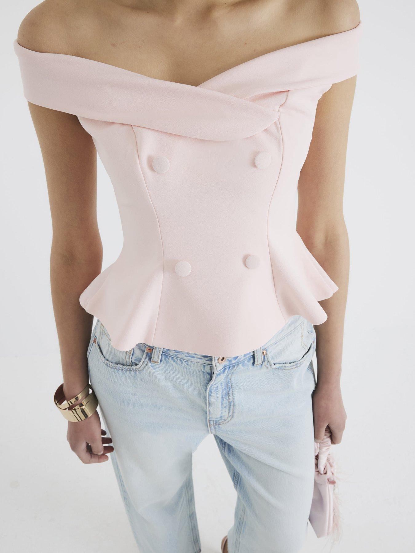 Image 4 of 4 of River Island Double Breasted Bardot Top