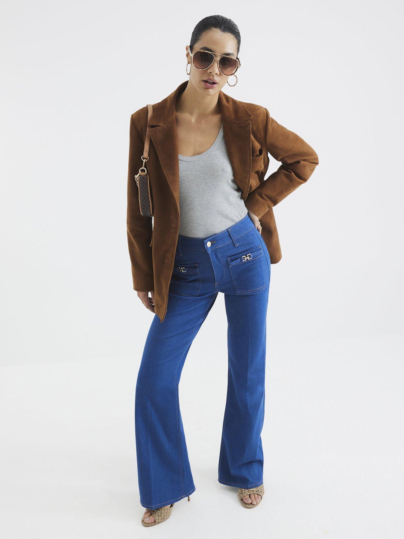 Image 3 of 4 of River Island High Rise Relaxed Flared Jeans