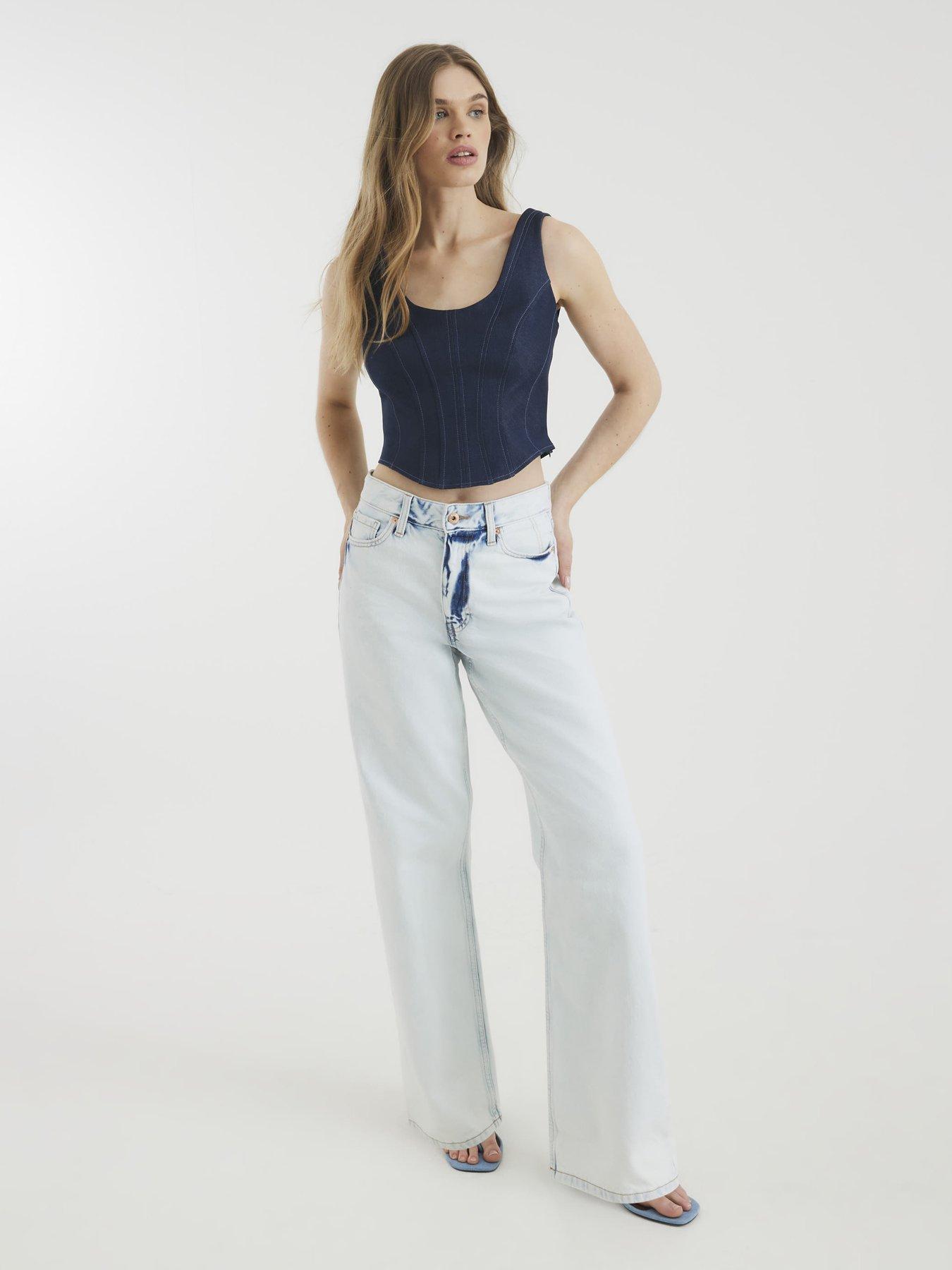undefined Bleached Relaxed Straight Leg Jeans