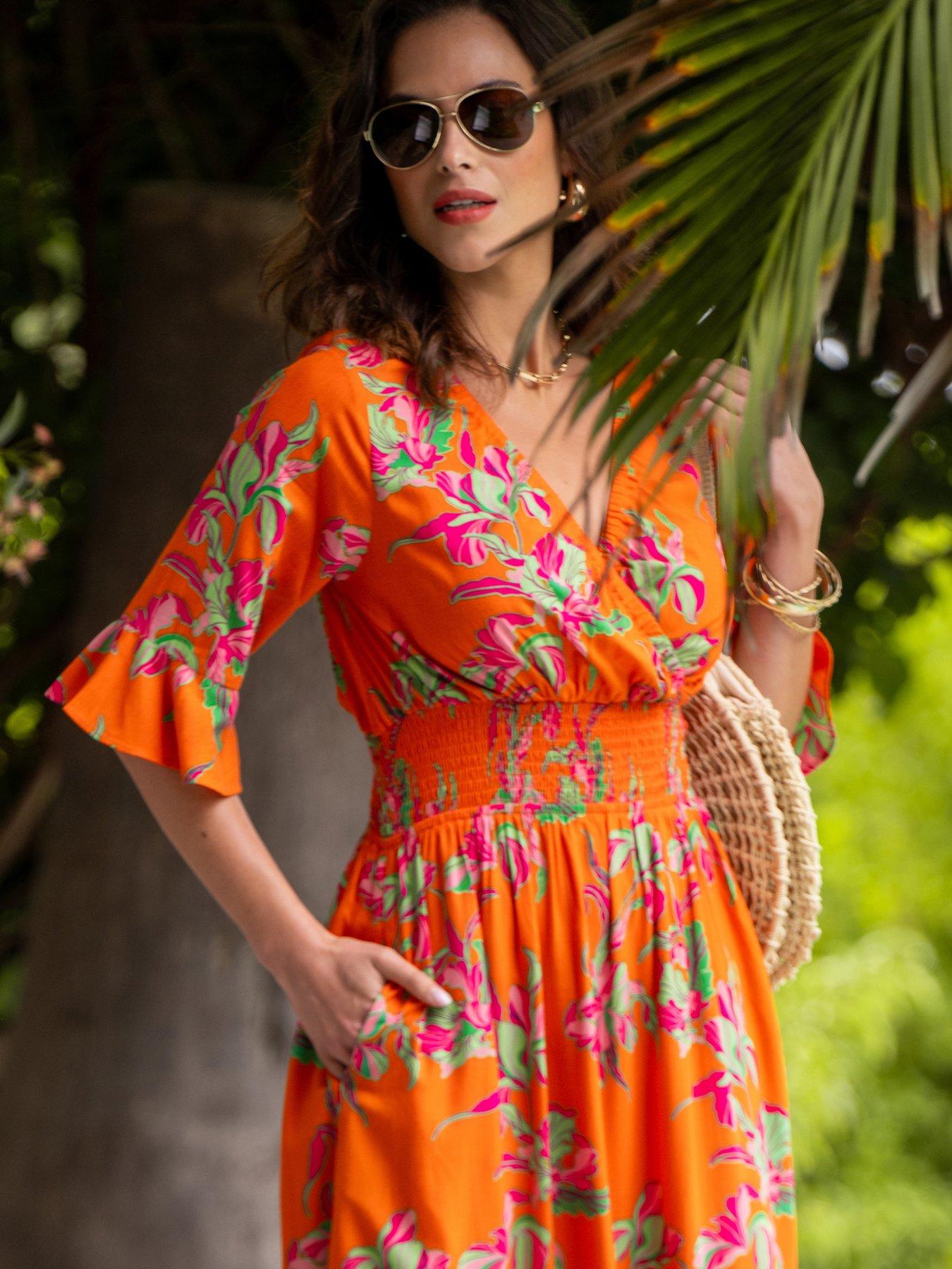 Pour Moi Carmen Fuller Bust Elasticated Neckline Woven Midaxi