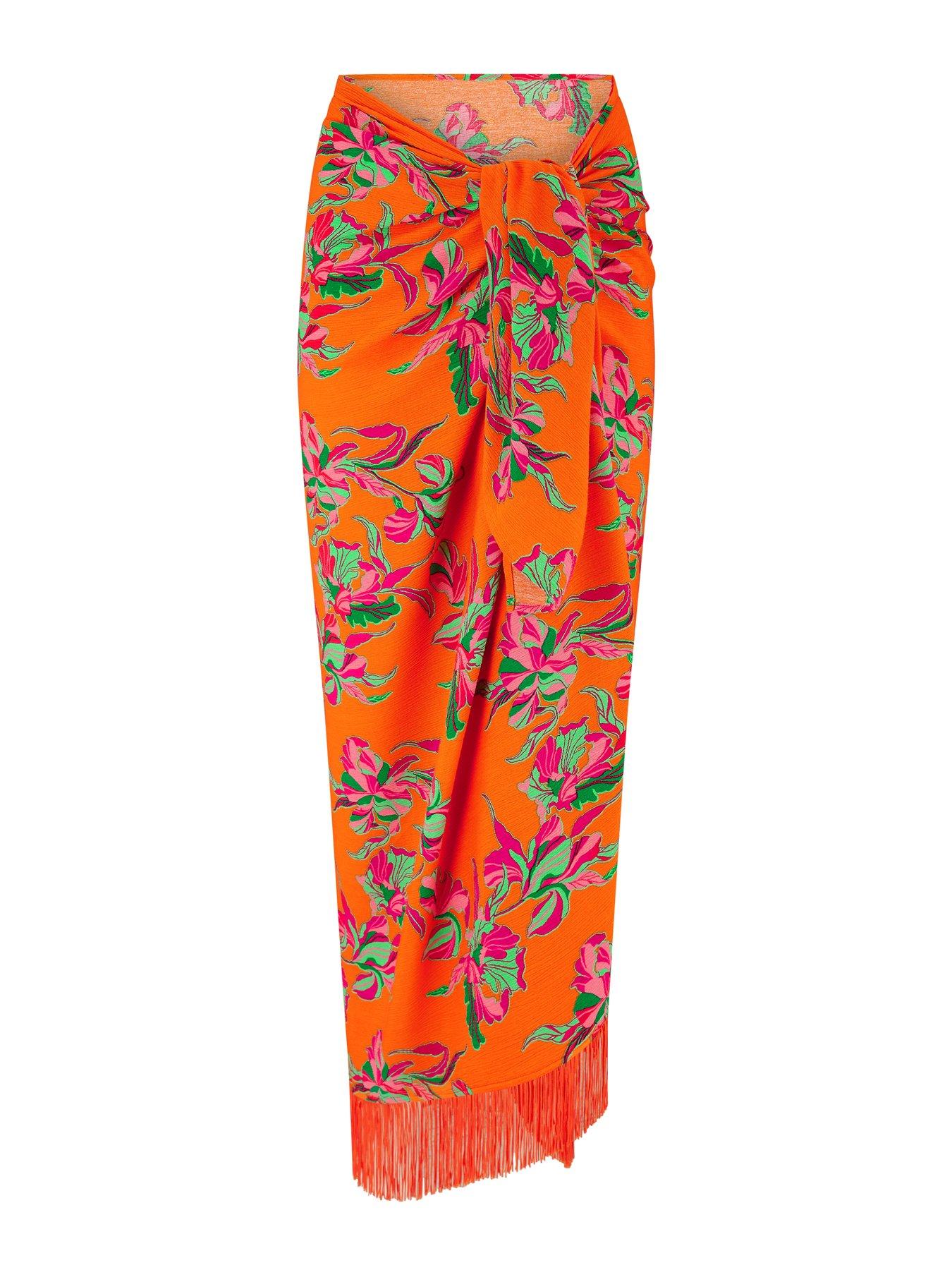 Image 3 of 4 of Pour Moi Fringe Trim Crinkle Woven Multiway Sarong